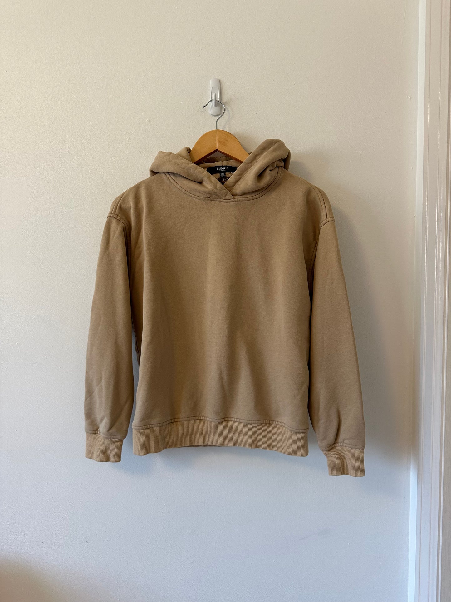 Hudson Tan Cotton Oversized Hooded Sweatshirt with Cut Out Back | Size XS