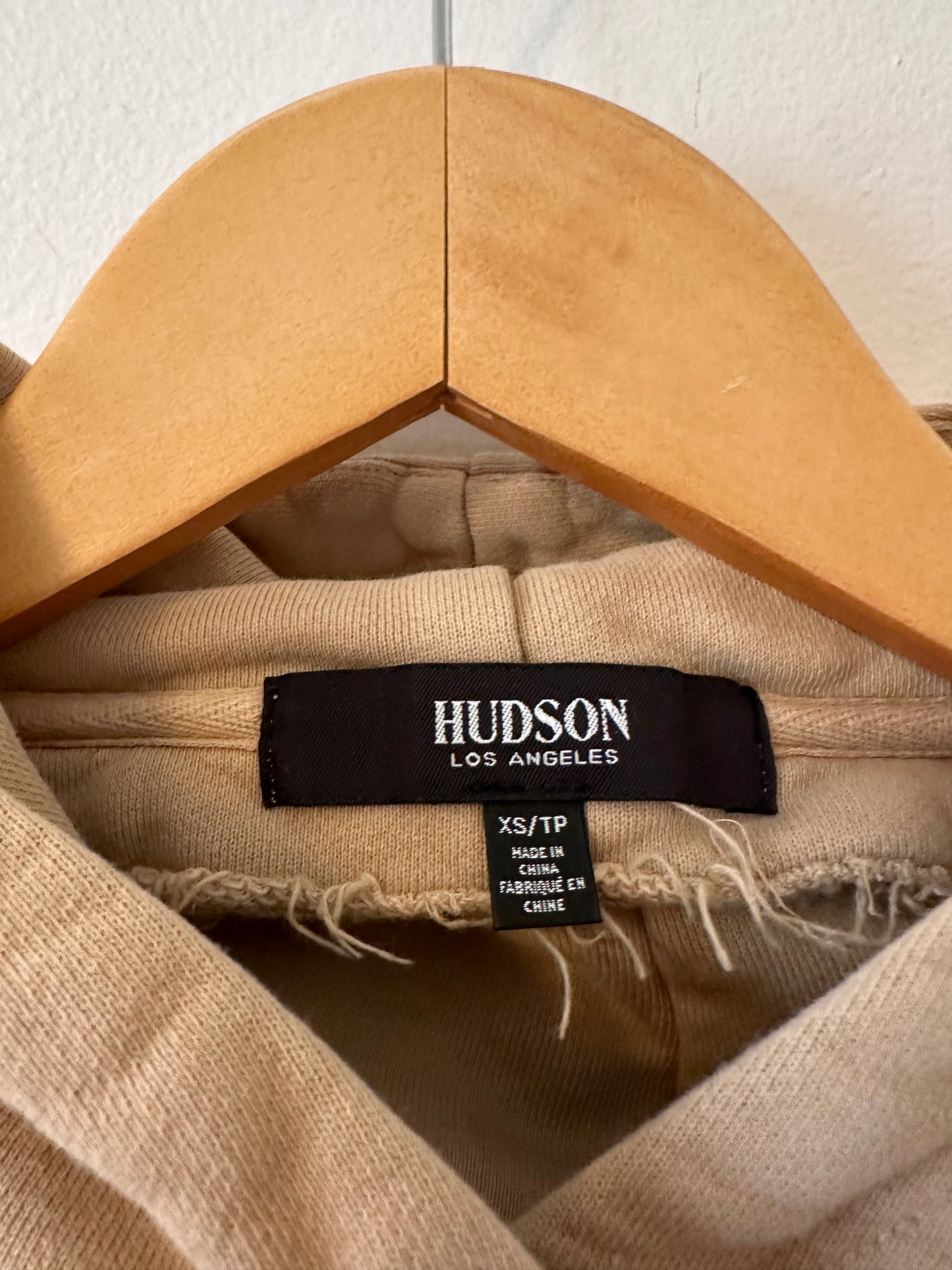 Hudson Tan Cotton Oversized Hooded Sweatshirt with Cut Out Back | Size XS
