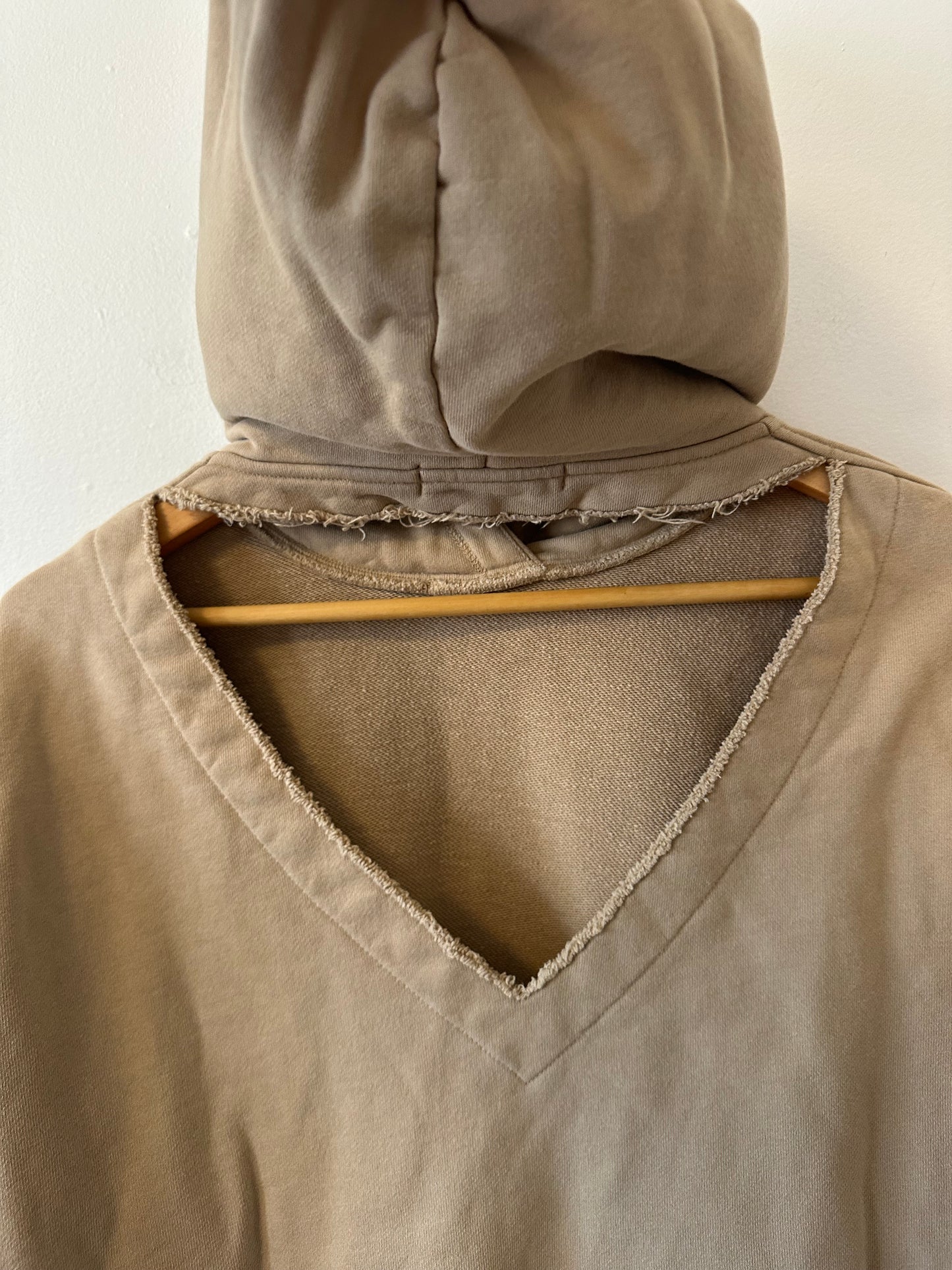 Hudson Tan Cotton Oversized Hooded Sweatshirt with Cut Out Back | Size XS