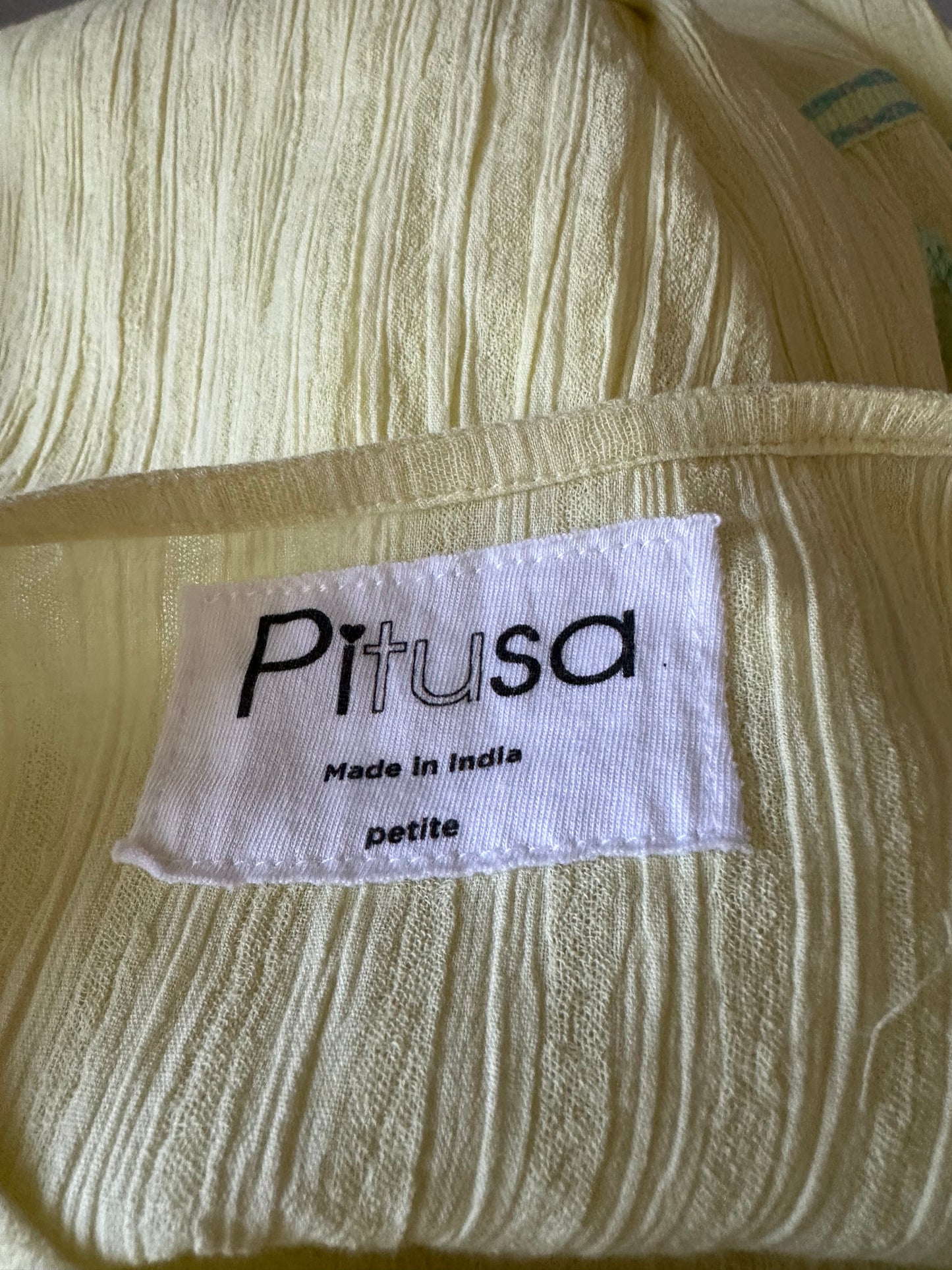 Pitusa Yellow Cotton Gauze Embroidered Tiered Midi Dress | Size Small