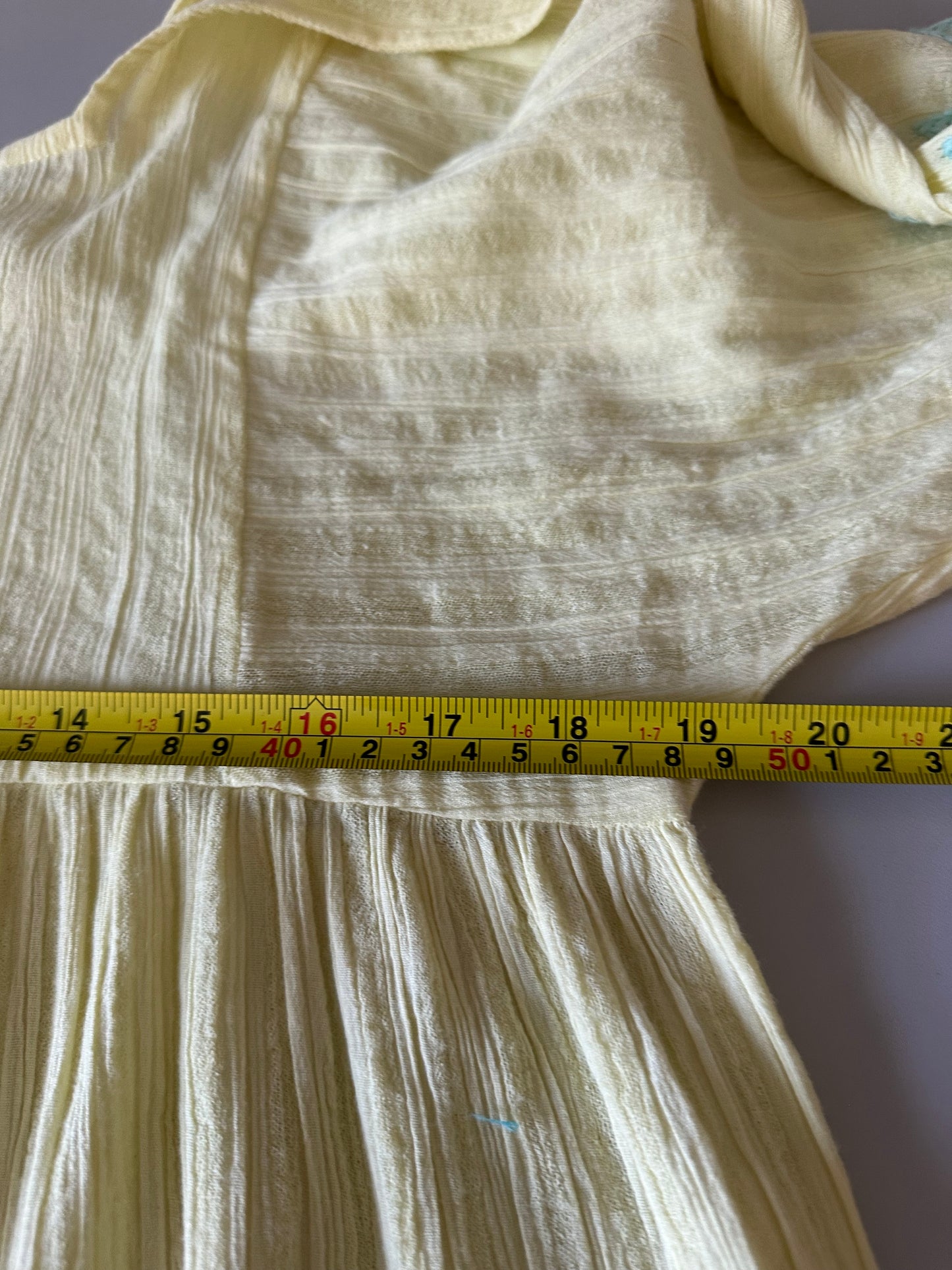 Pitusa Yellow Cotton Gauze Embroidered Tiered Midi Dress | Size Small