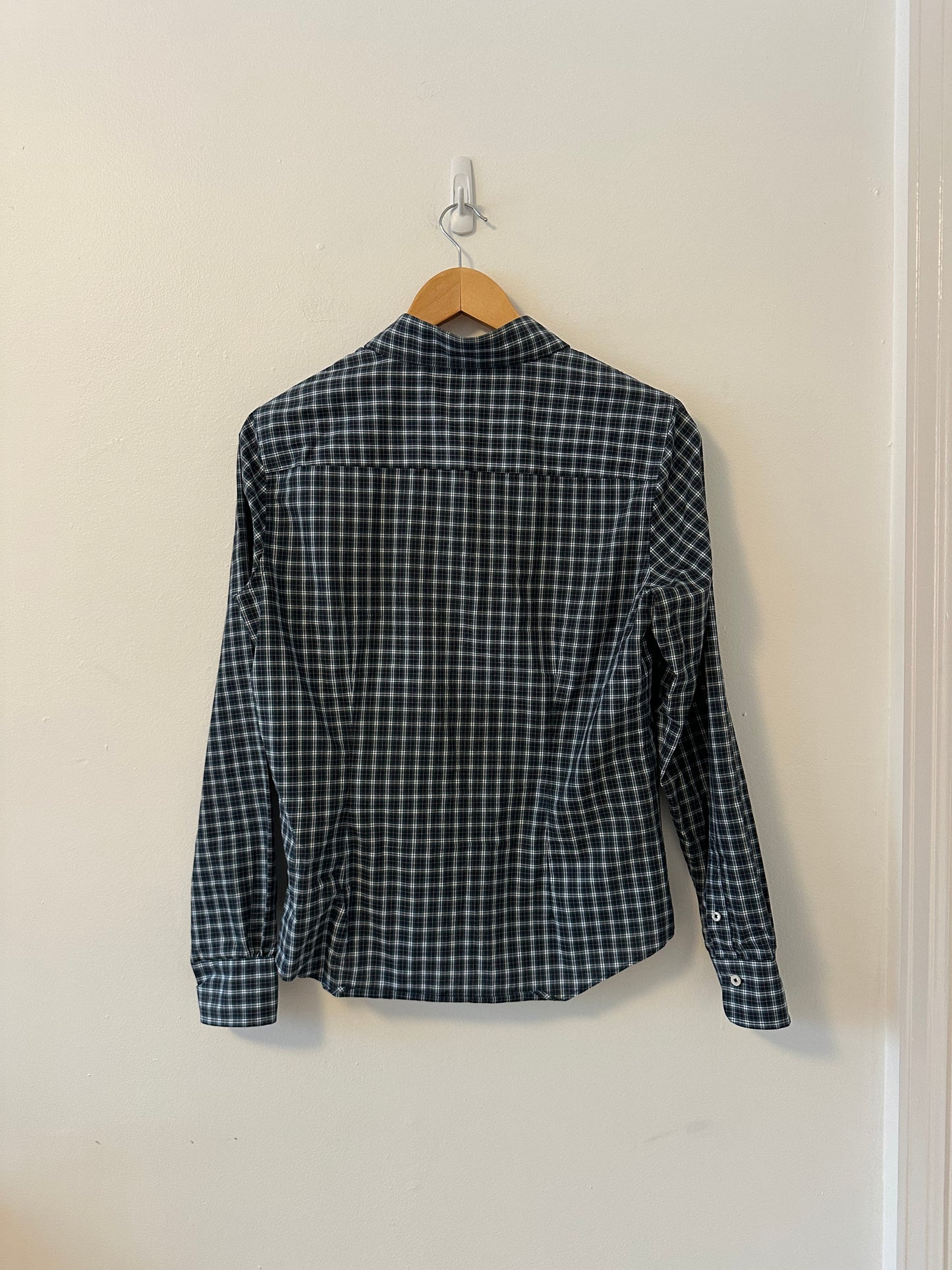 Brooks Brothers Navy Blue Plaid Ruffle Button Down Shirt | Size 8