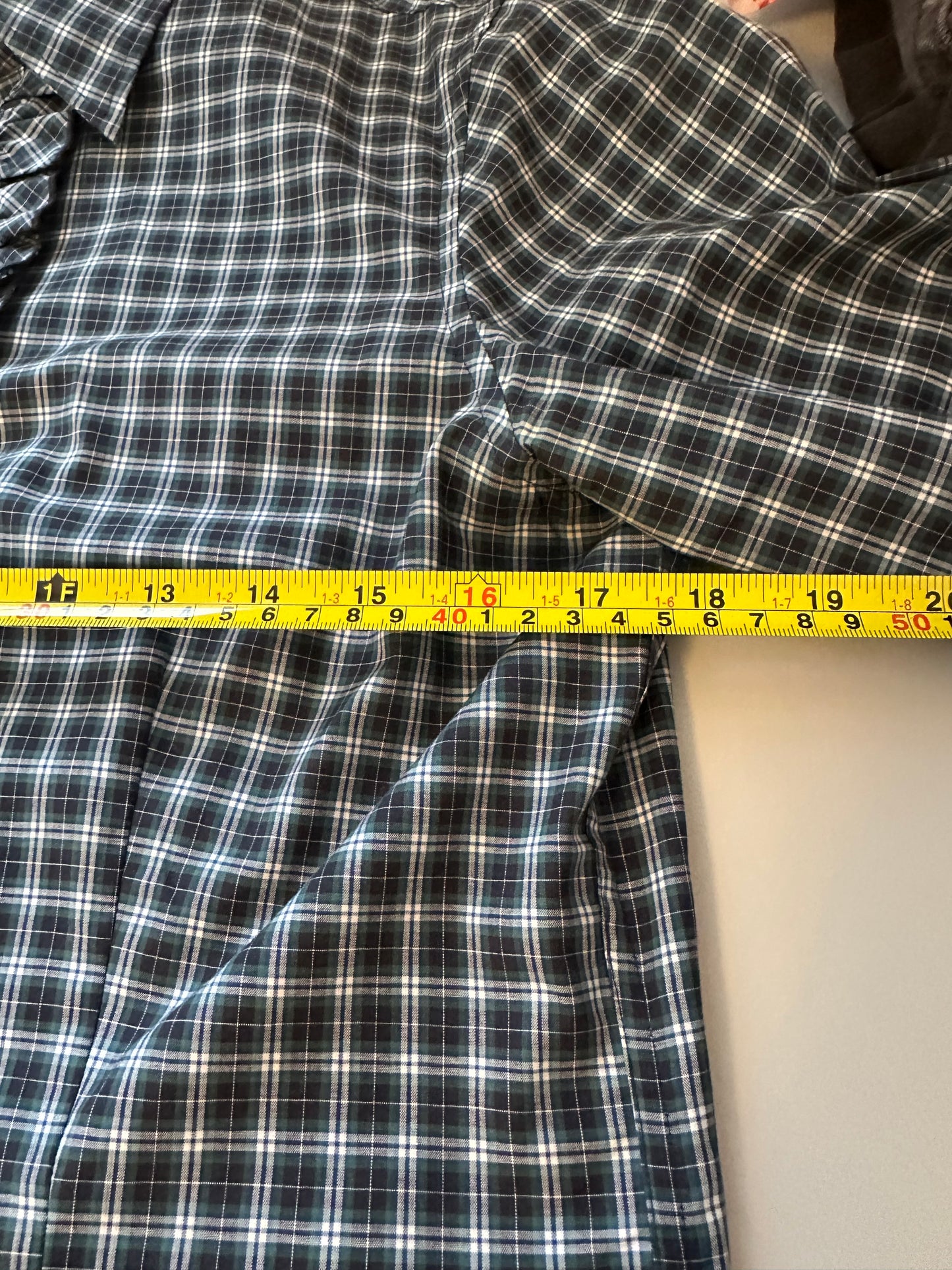 Brooks Brothers Navy Blue Plaid Ruffle Button Down Shirt | Size 8