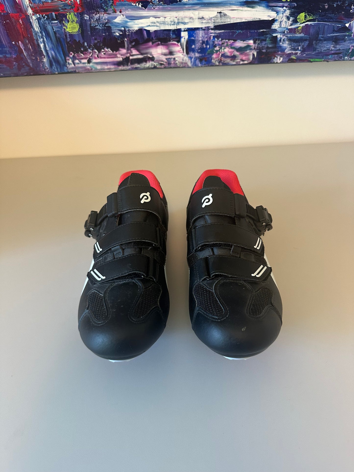 New Peloton Cycling Shoes in Black, White, and Red | Size 40