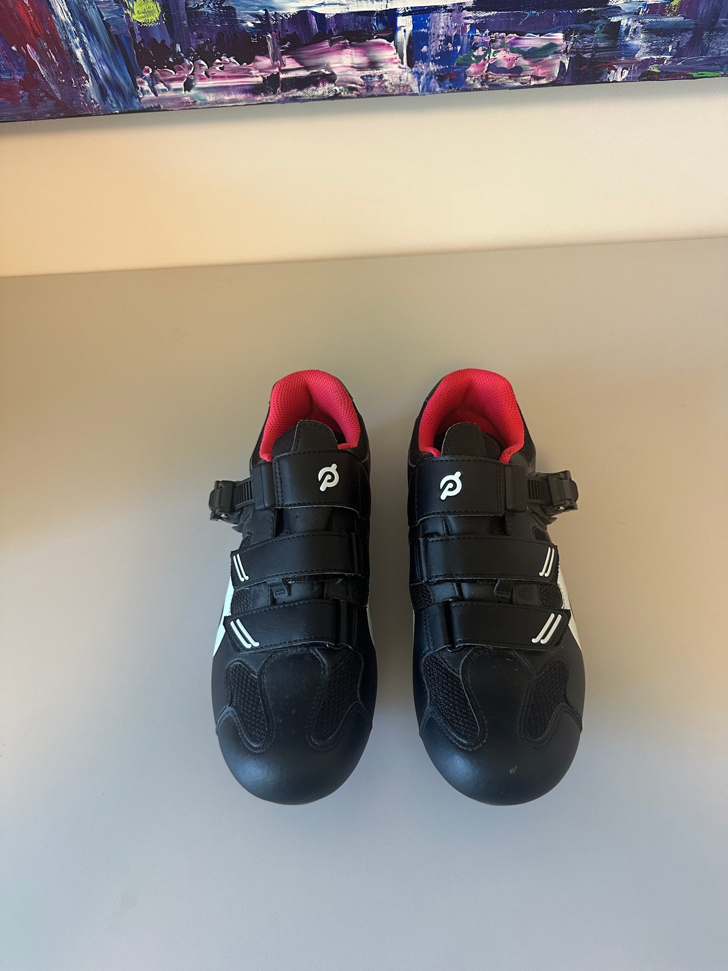 New Peloton Cycling Shoes in Black, White, and Red | Size 40