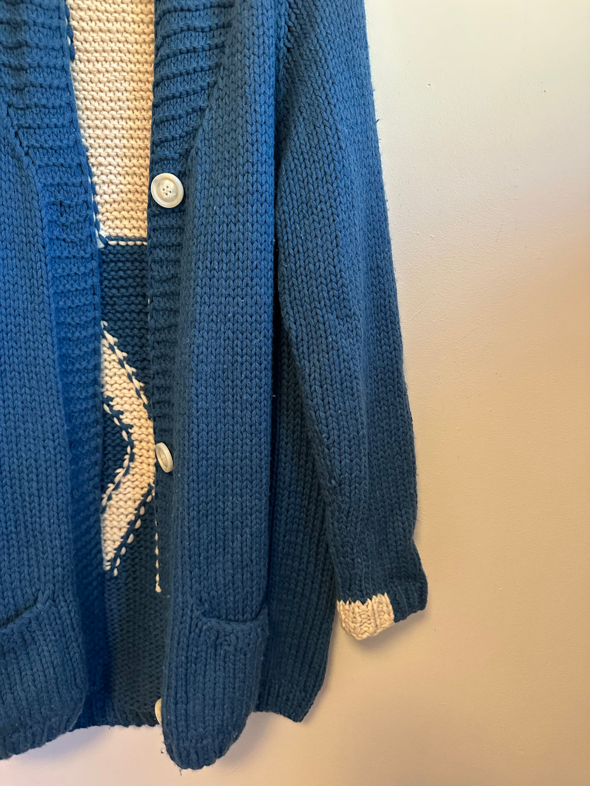 Cotes of London The Buxton Hand Made 100% Merino Wool Ski Cardigan in Blue | OS