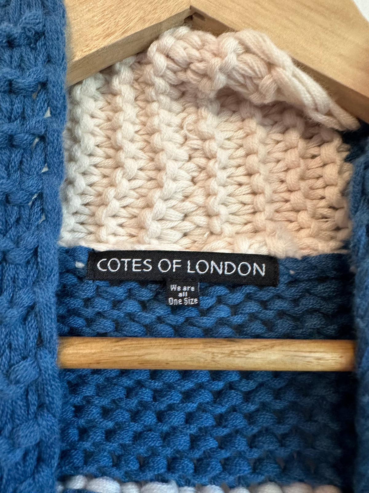 Cotes of London The Buxton Hand Made 100% Merino Wool Ski Cardigan in Blue | OS