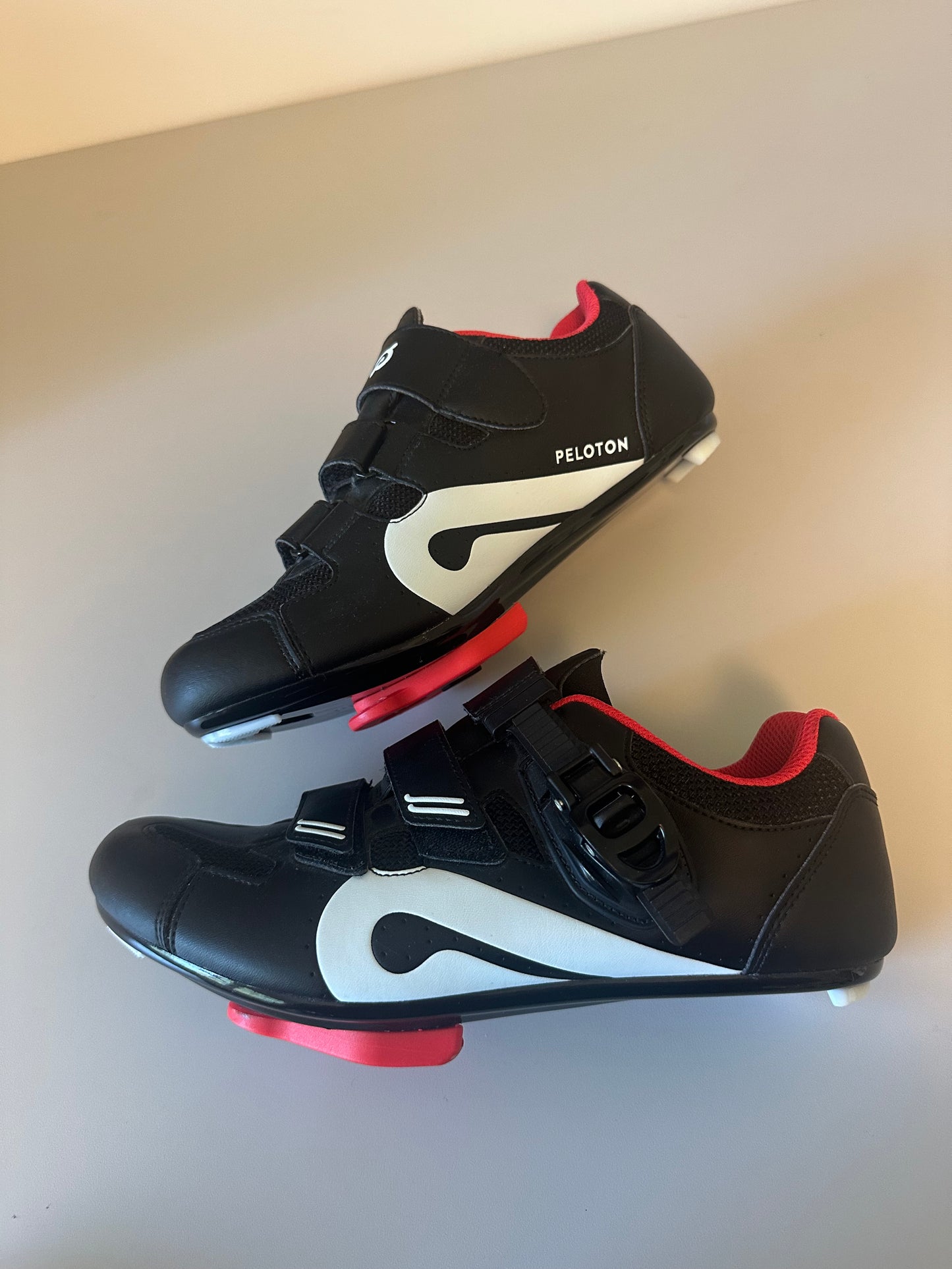 New Peloton Cycling Shoes in Black, White, and Red | Size 40