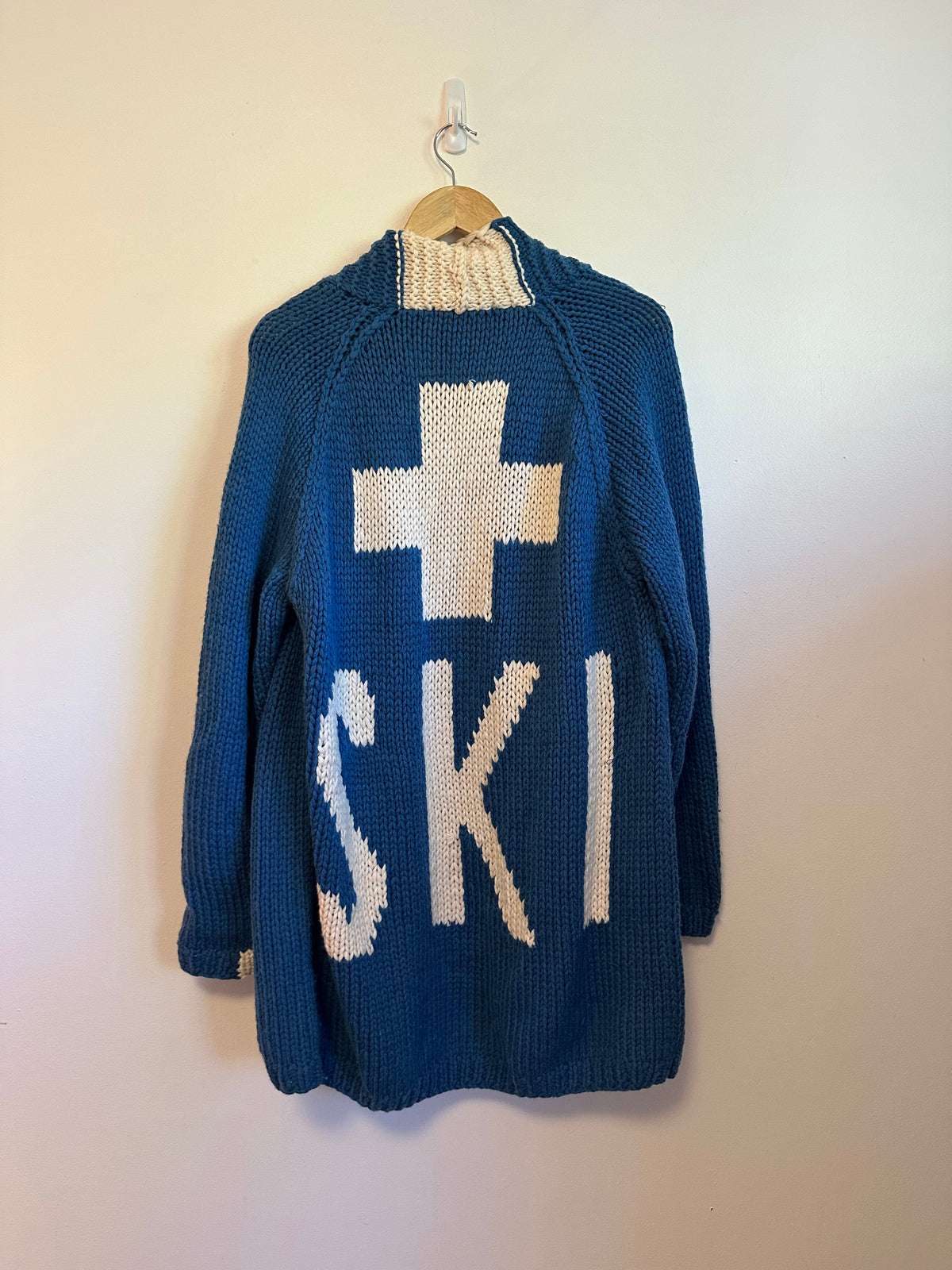 Cotes of London The Buxton Hand Made 100% Merino Wool Ski Cardigan in Blue | OS