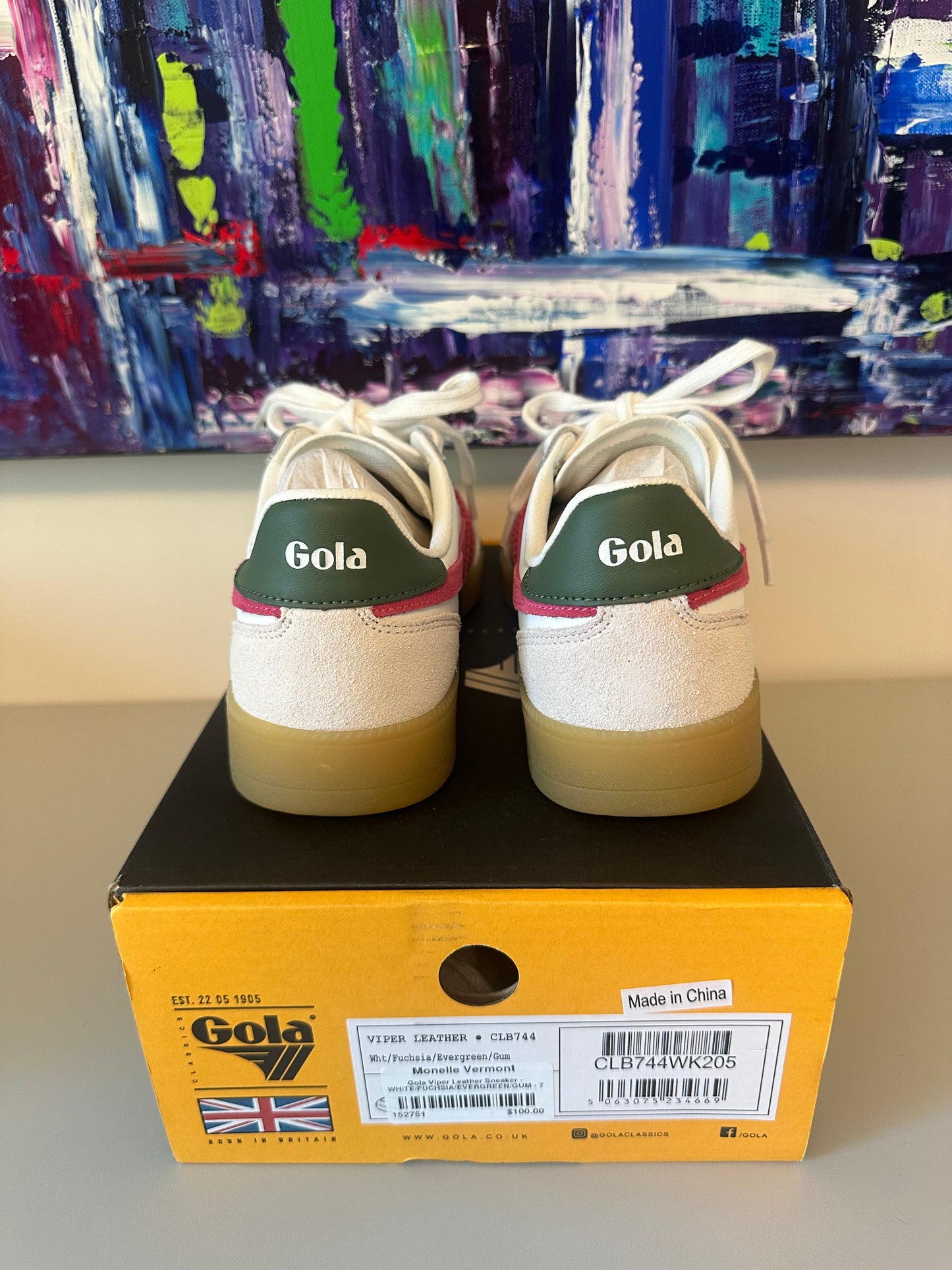 New in Box Gola Viper Leather Sneakers in Fuchsia Pink | Size 7