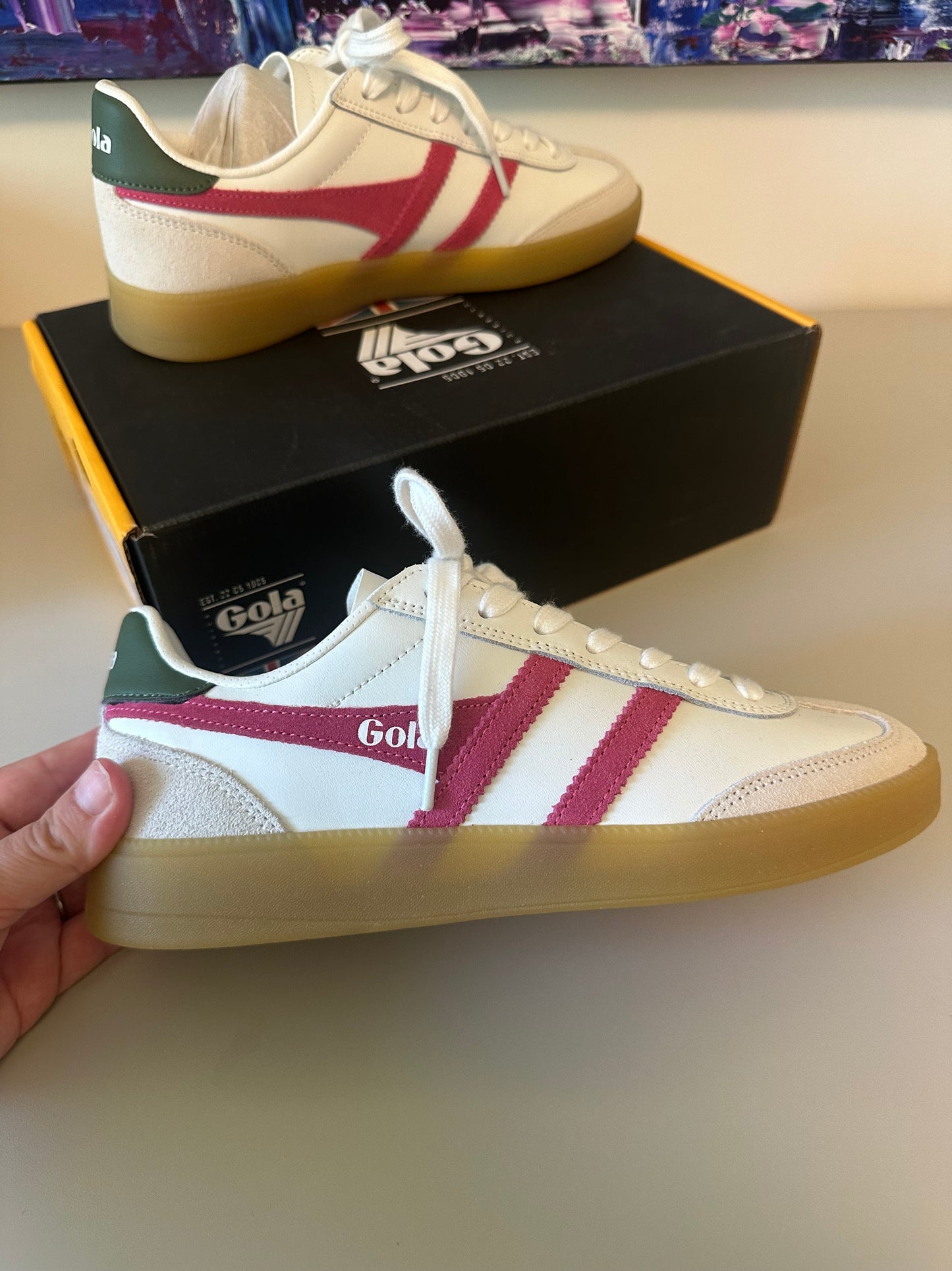 New in Box Gola Viper Leather Sneakers in Fuchsia Pink | Size 7