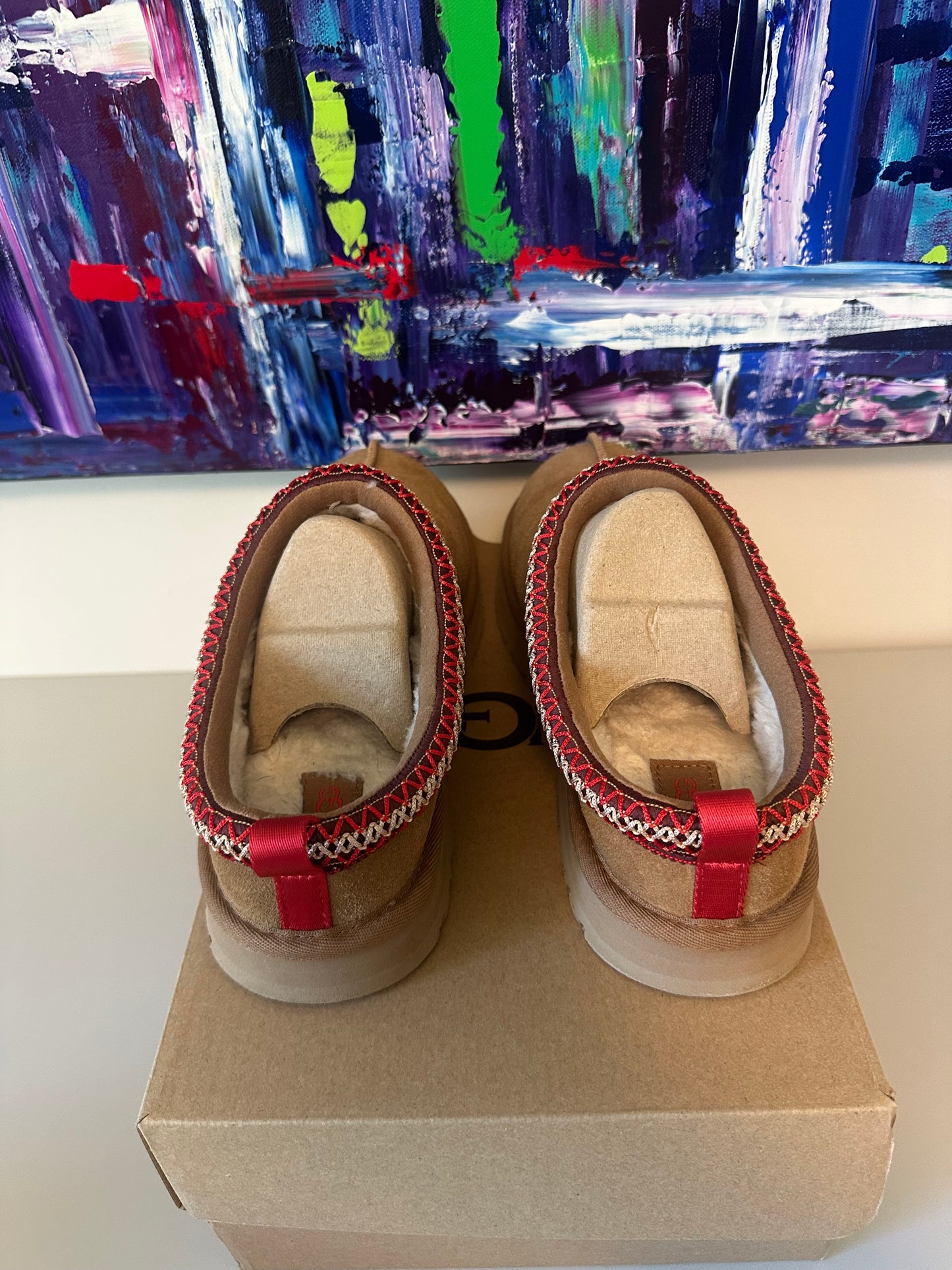 New in Box UGG Tazz Chestnut Suede Slippers | Size 6
