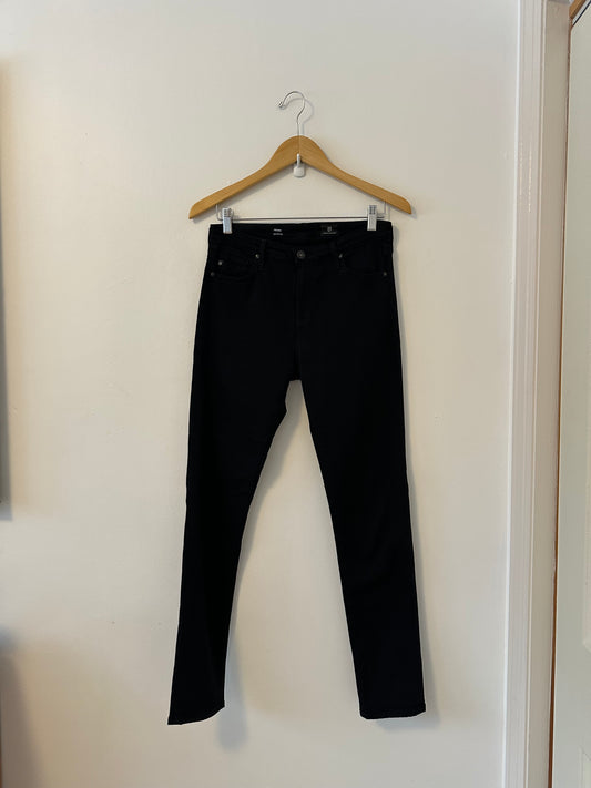 AG Prima Cigarette Leg Straight Low Rise Black Jeans | Size 28