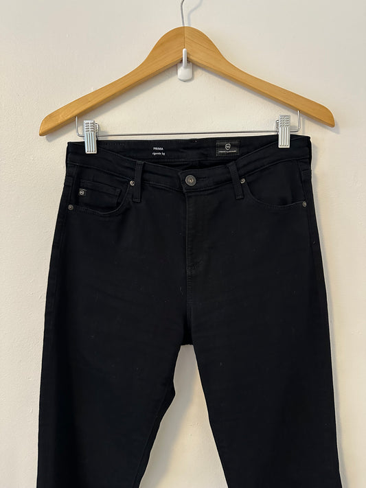 AG Prima Cigarette Leg Straight Low Rise Black Jeans | Size 28