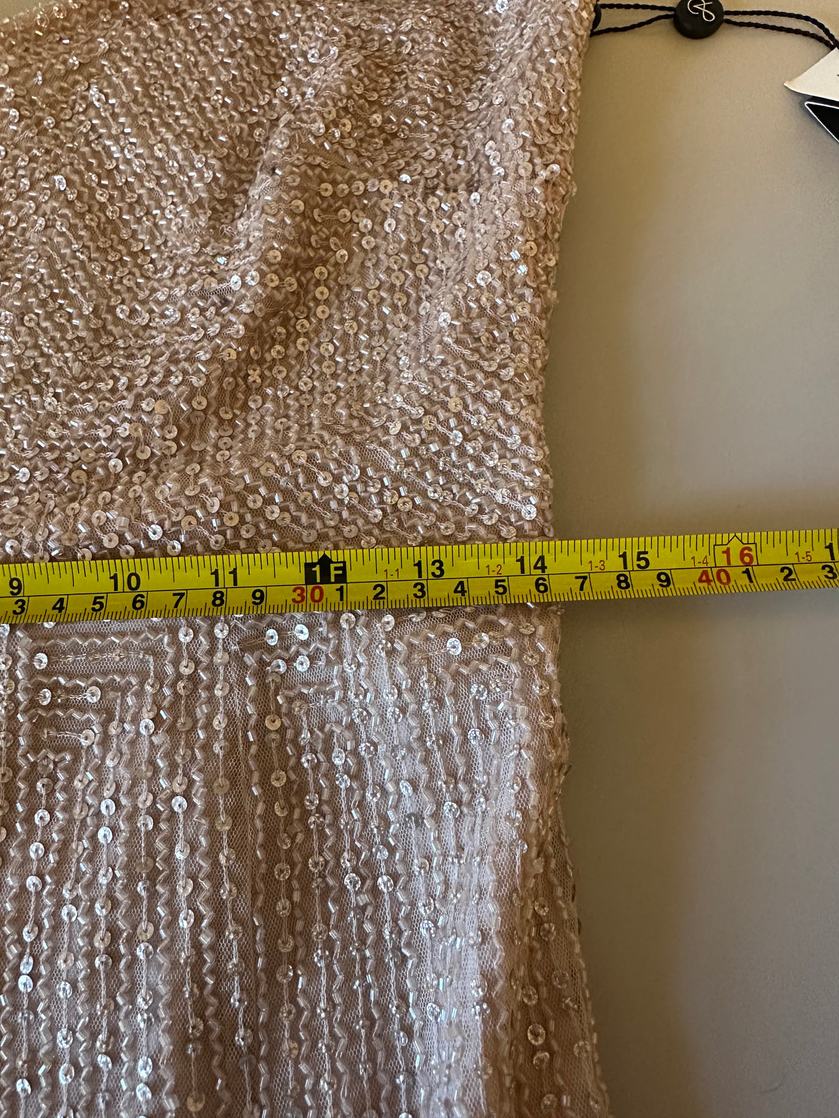 NWT Adrianna Papell Beaded Sequin Gown in Blush Rose Gold | Size 6