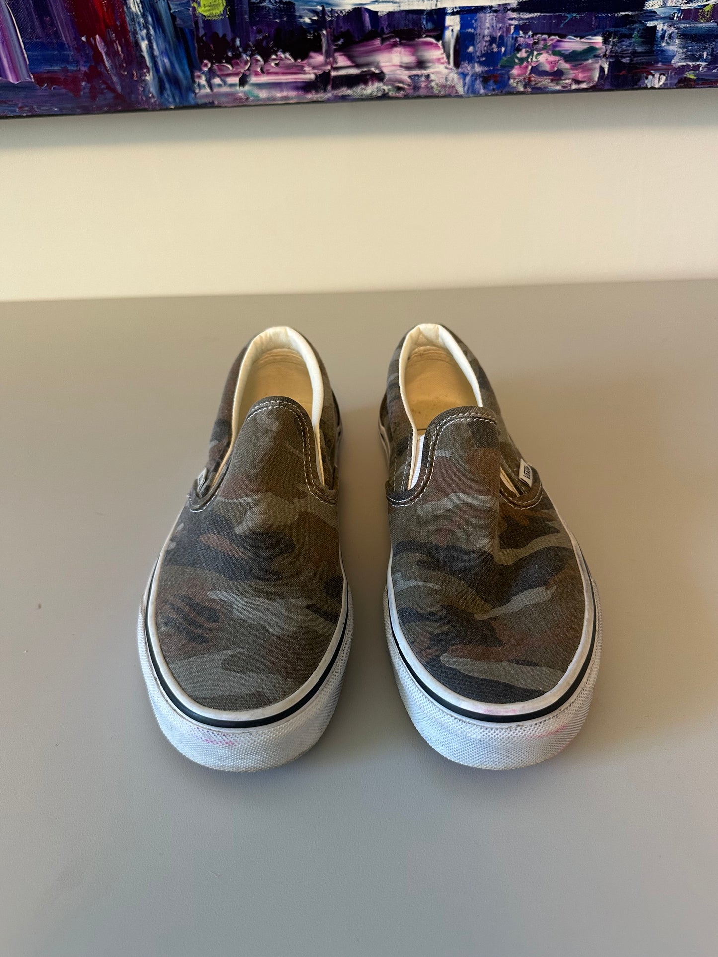 Vans Classic Slip-On Washed Camo Canvas Skate Shoes | Size 7.5