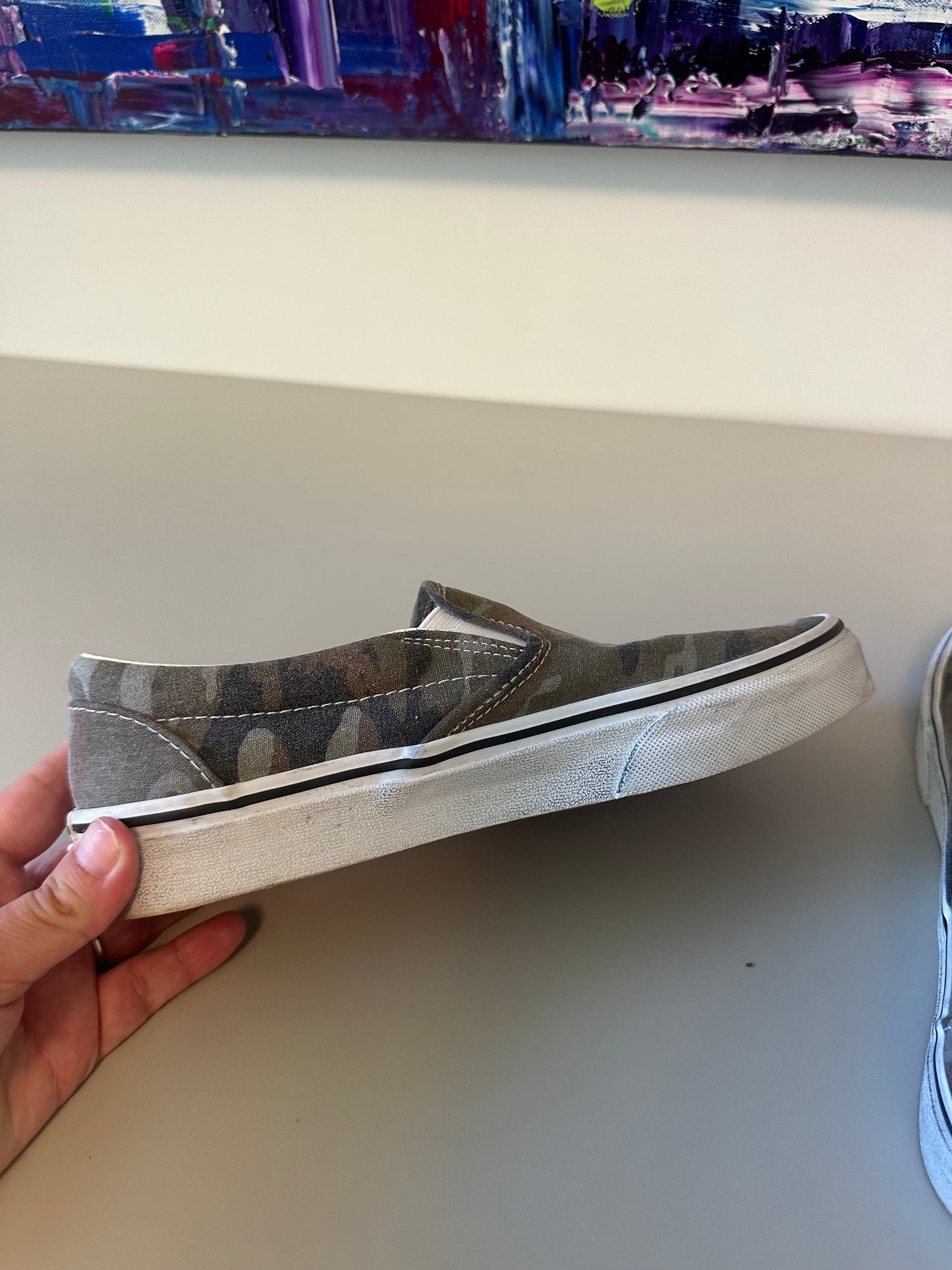 Vans Classic Slip-On Washed Camo Canvas Skate Shoes | Size 7.5