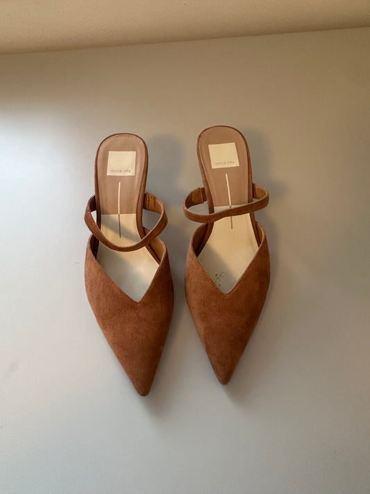 Dolce Vita Kanika Slip On Heels in Pecan Suede | Size 7