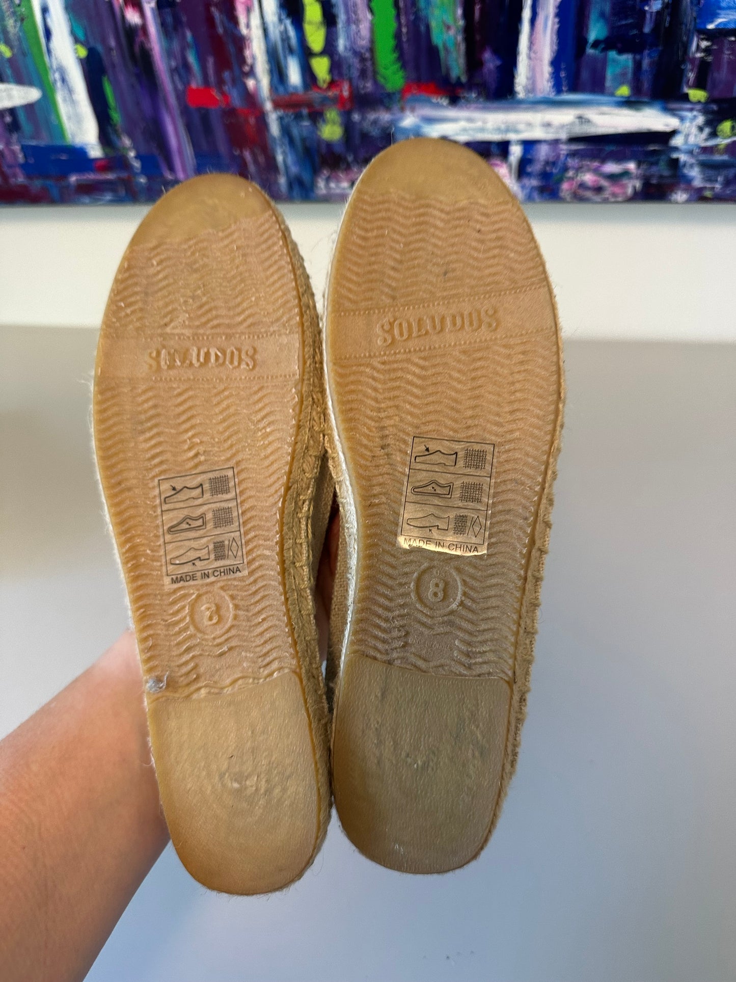 Soludos Oranges Espadrille Flats in Beige Citrus| Size 8