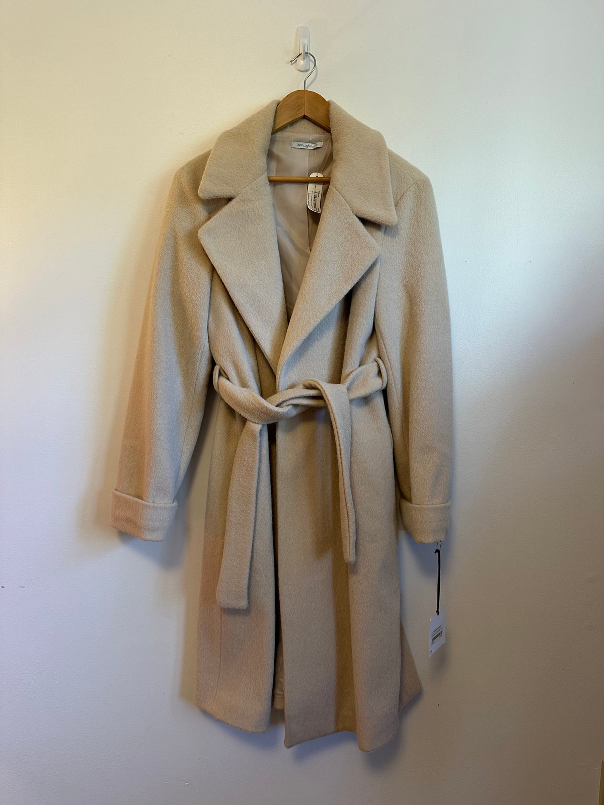 NWT Biancoghiaccio Light Camel Wrap Belted Coat | Size Large