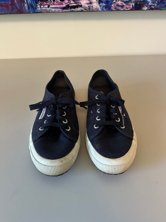 Superga 2750 Classic Navy Blue Canvas Low Top Sneakers | Size 37.5