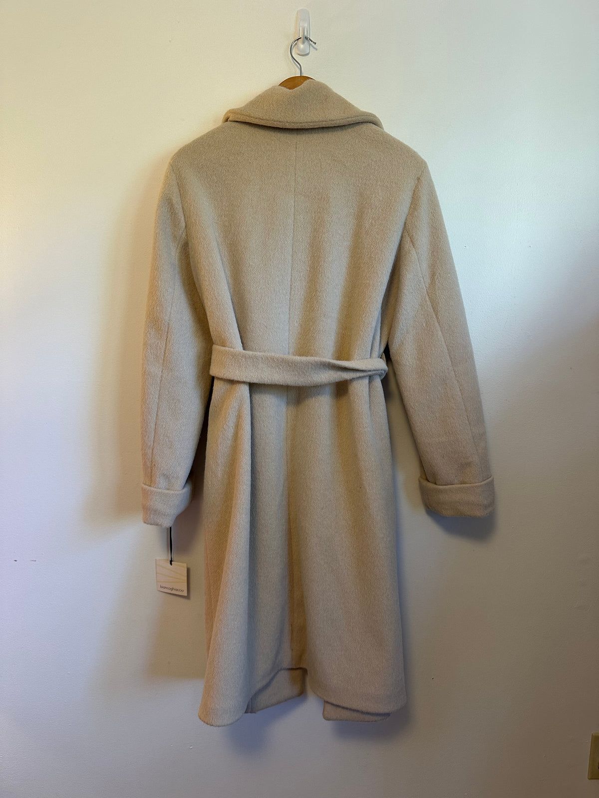 NWT Biancoghiaccio Light Camel Wrap Belted Coat | Size Large