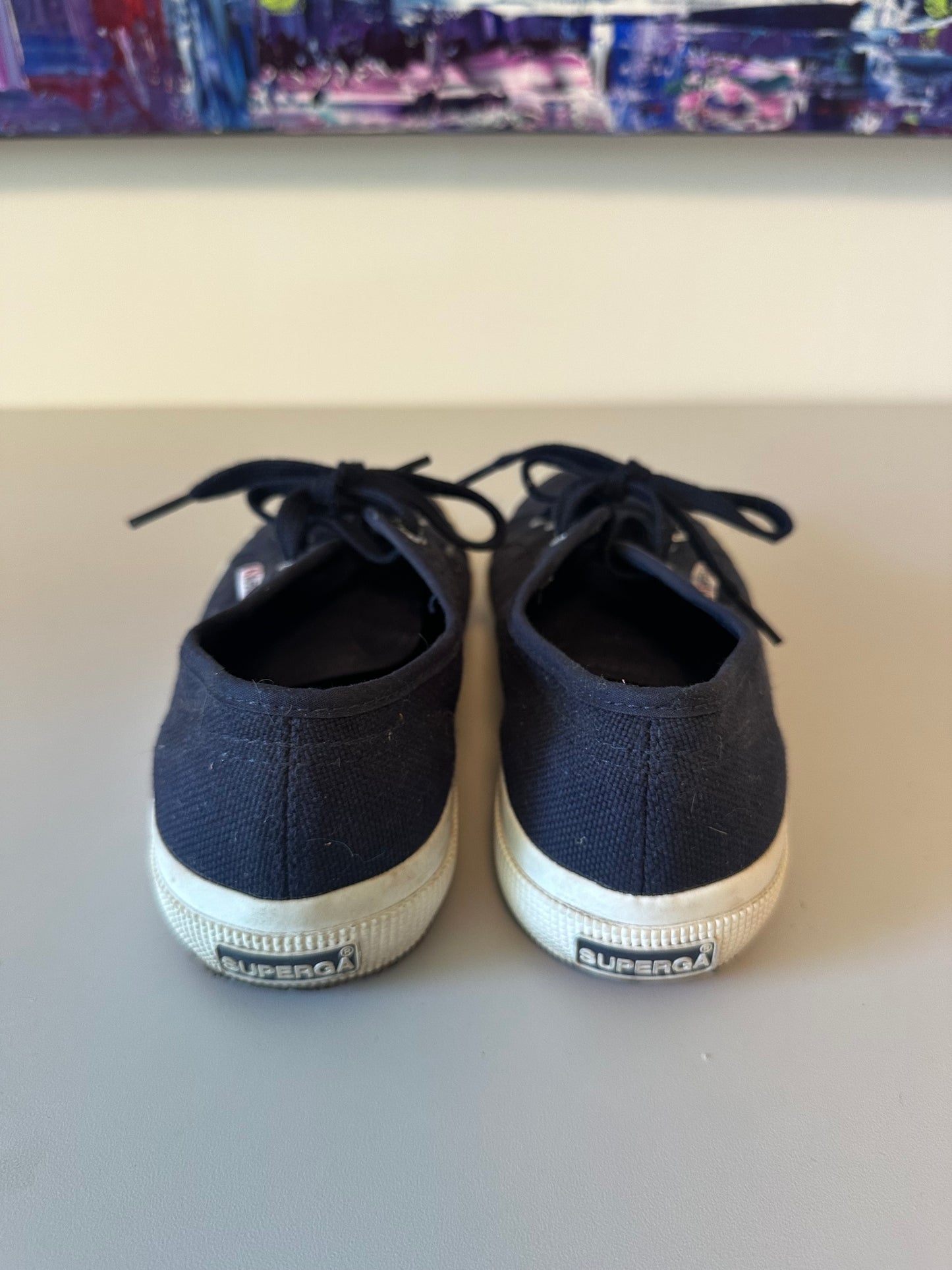 Superga 2750 Classic Navy Blue Canvas Low Top Sneakers | Size 37.5