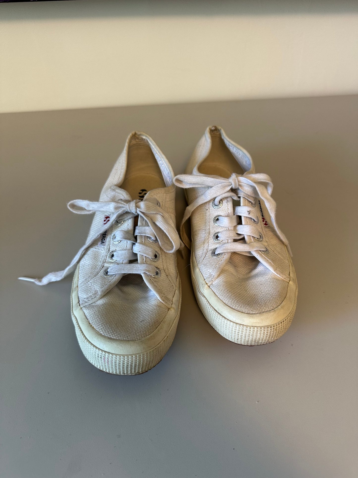 Superga 2750 Classic White Canvas Low Top Sneakers | Size 37.5