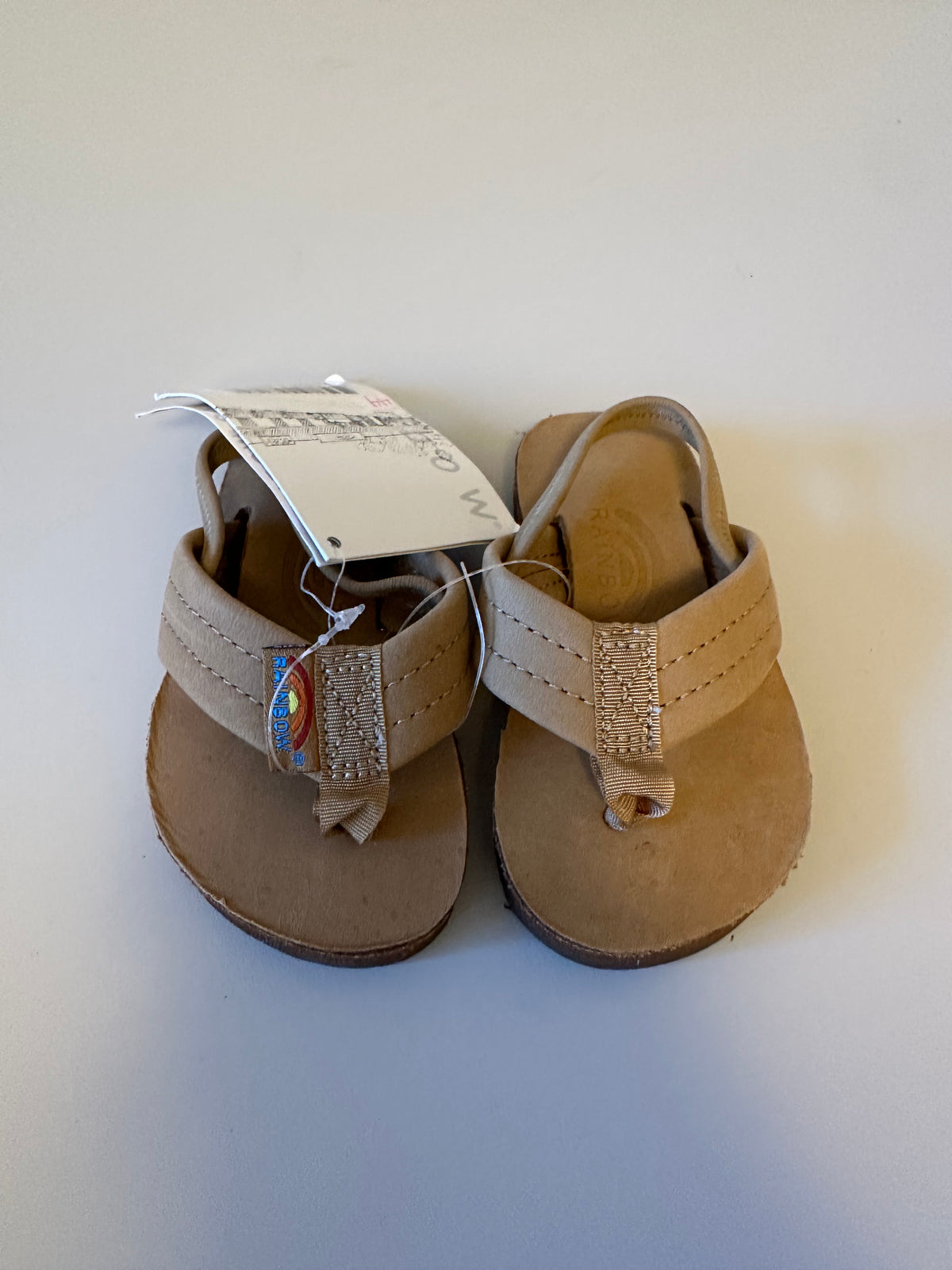 NWT Rainbow Flip Flop Sandals in Sierra Brown Leather | Size Kids 3/4