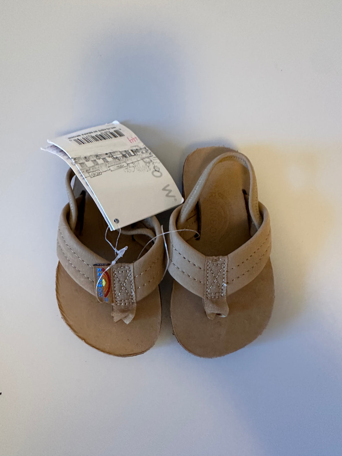 NWT Rainbow Flip Flop Sandals in Sierra Brown Leather | Size Kids 3/4