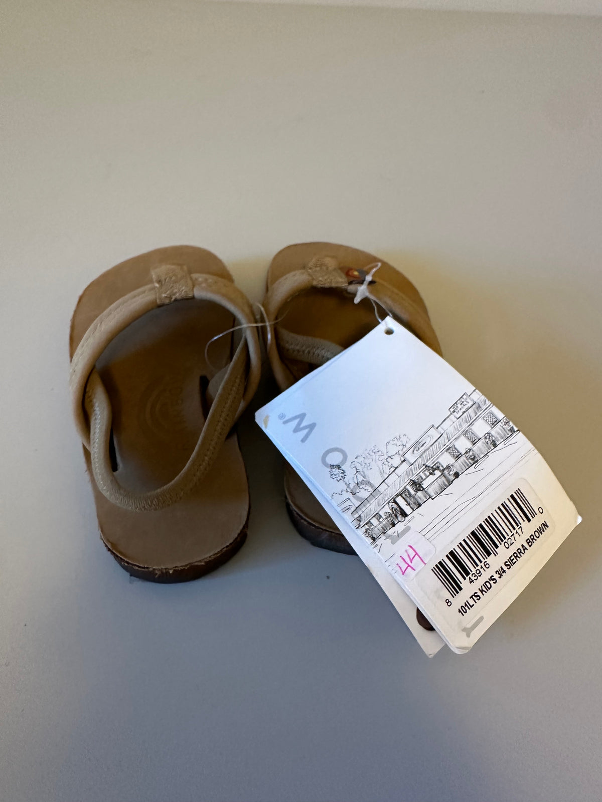 NWT Rainbow Flip Flop Sandals in Sierra Brown Leather | Size Kids 3/4