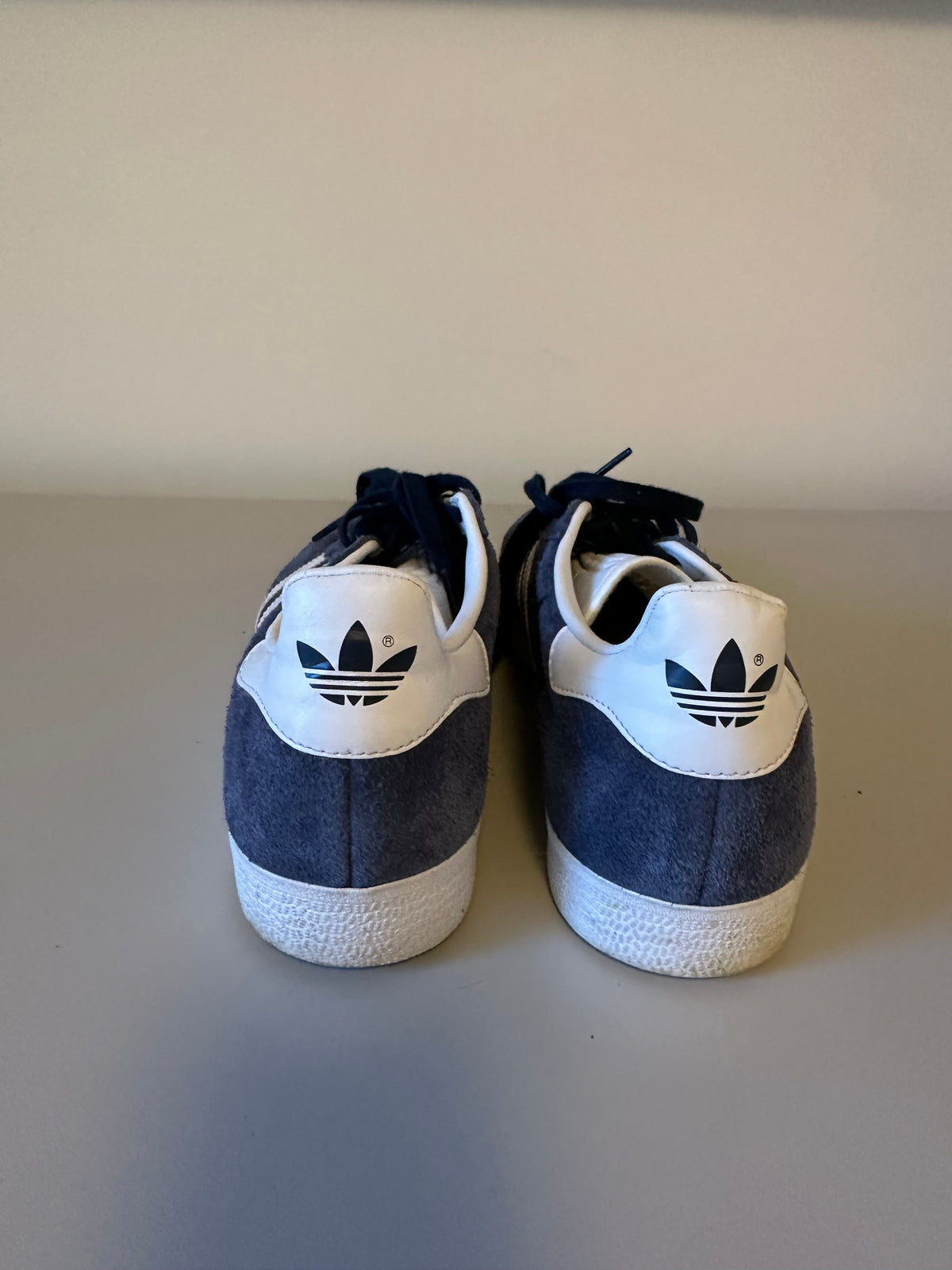 Adidas Gazelle Navy Blue Suede and White Stripes Sneakers | Size 9.5
