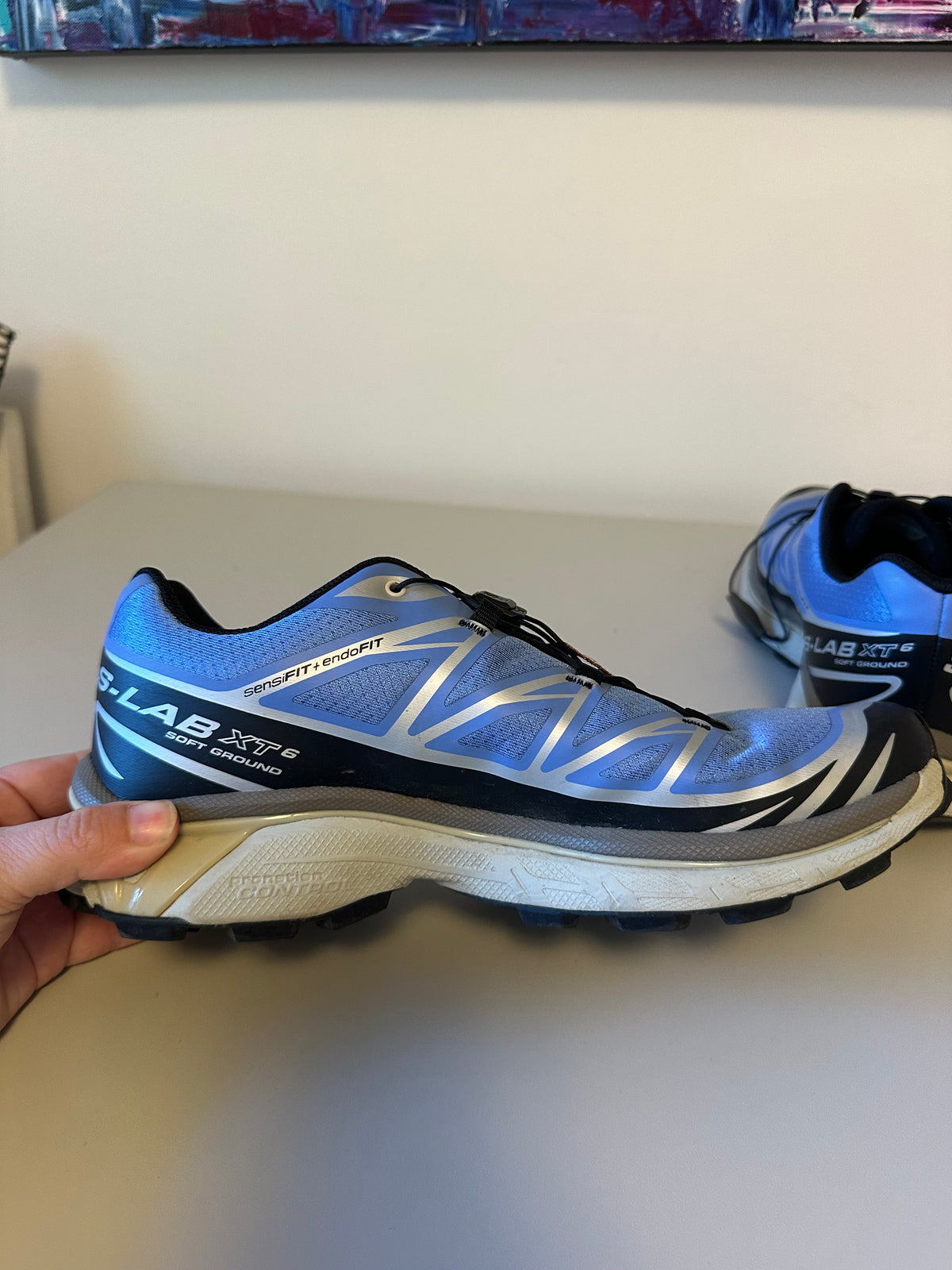 Salomon S-Lab XT-6 Soft Ground Blue and Silver Trail Running Shoes | Size 9