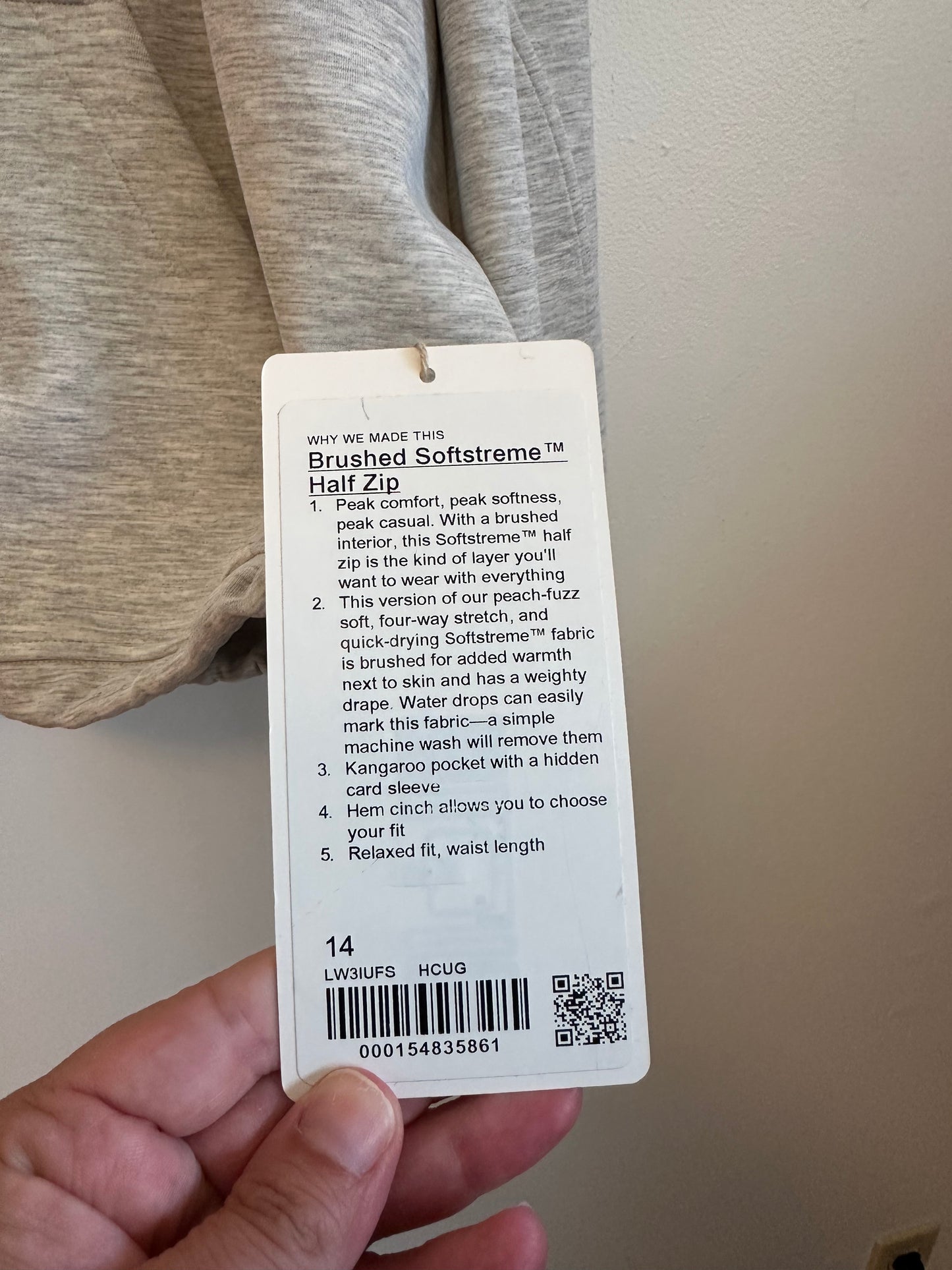 NWT Lululemon Brushed Softstreme Half Zip Pullover in Grey | Size 14