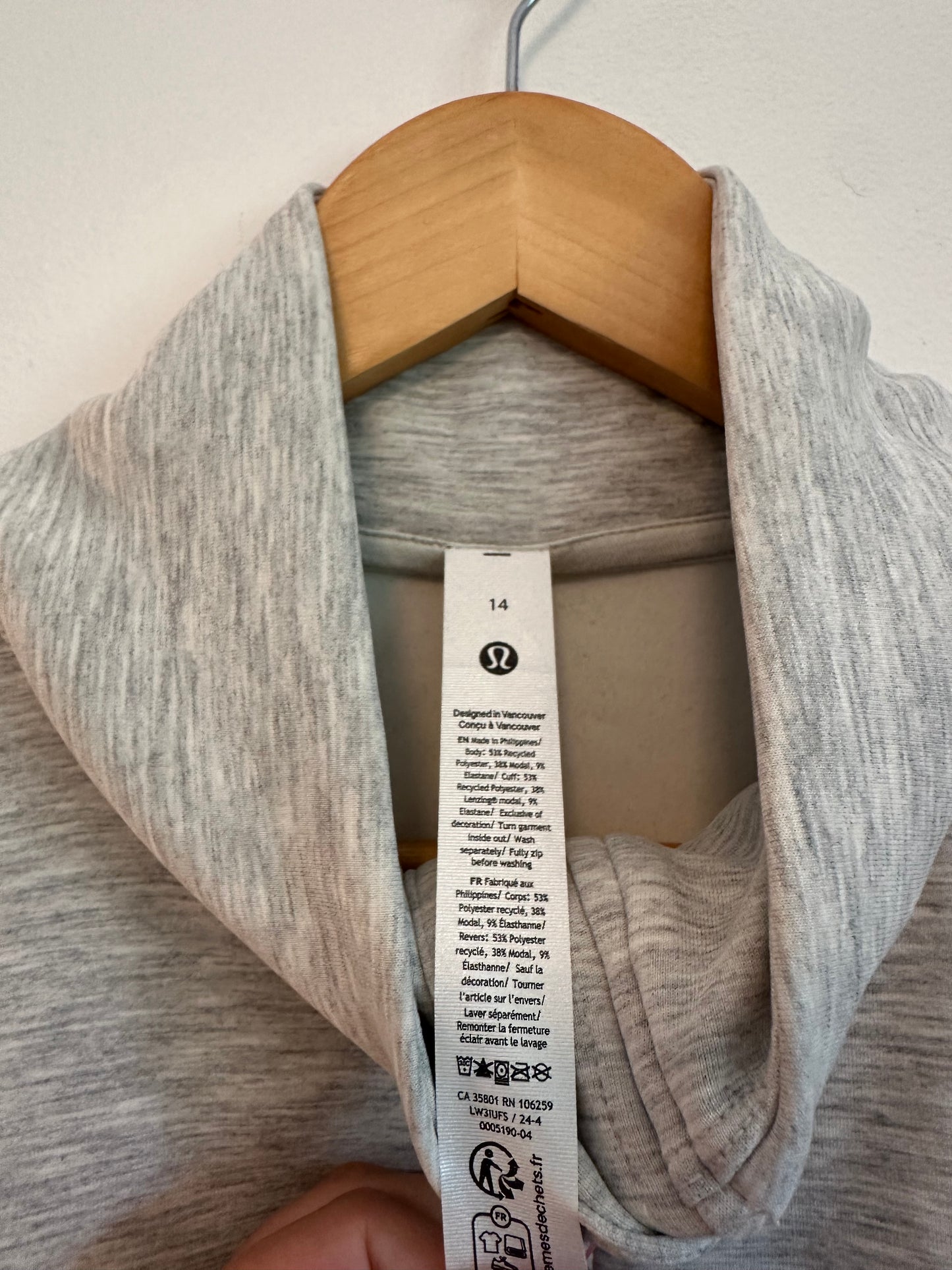 NWT Lululemon Brushed Softstreme Half Zip Pullover in Grey | Size 14