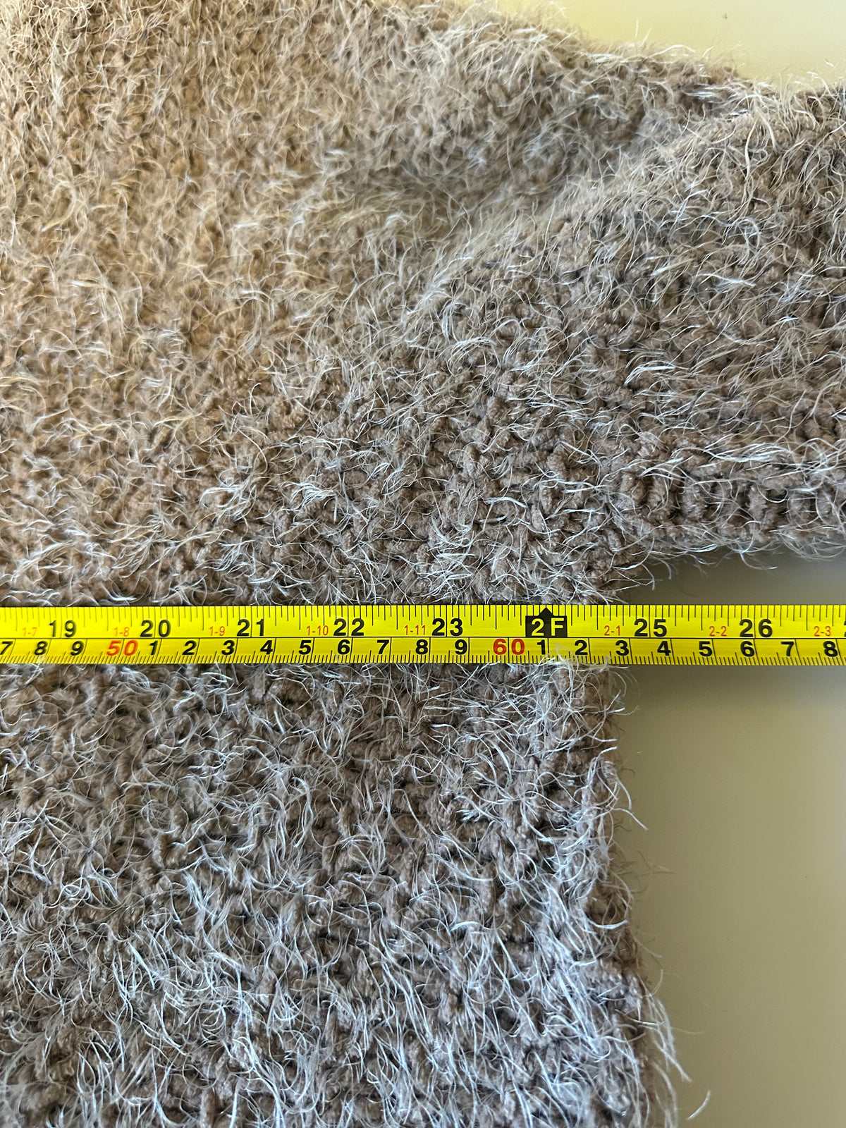 Vintage Havana Taupe Fuzzy Eyelash Knit Mock Neck Sweater | Size Medium