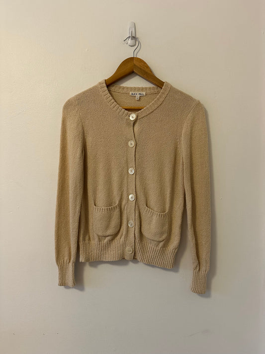 Alex Mill Cotton Blend Cardigan Sweater in Tan | Size XS