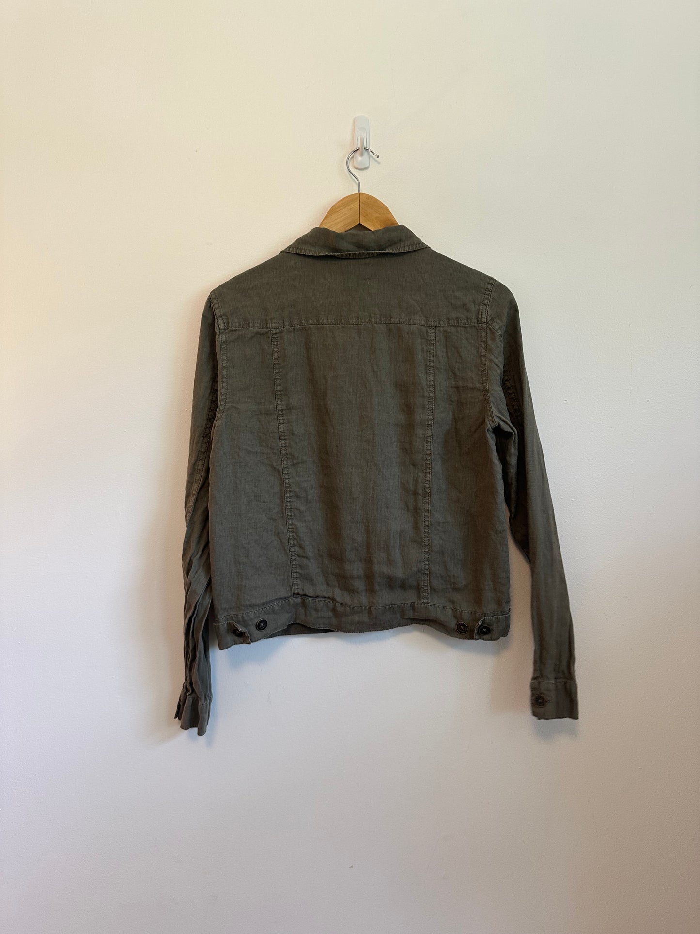Michael Stars Olive Green Linen Button Front Utility Jacket | Size Medium
