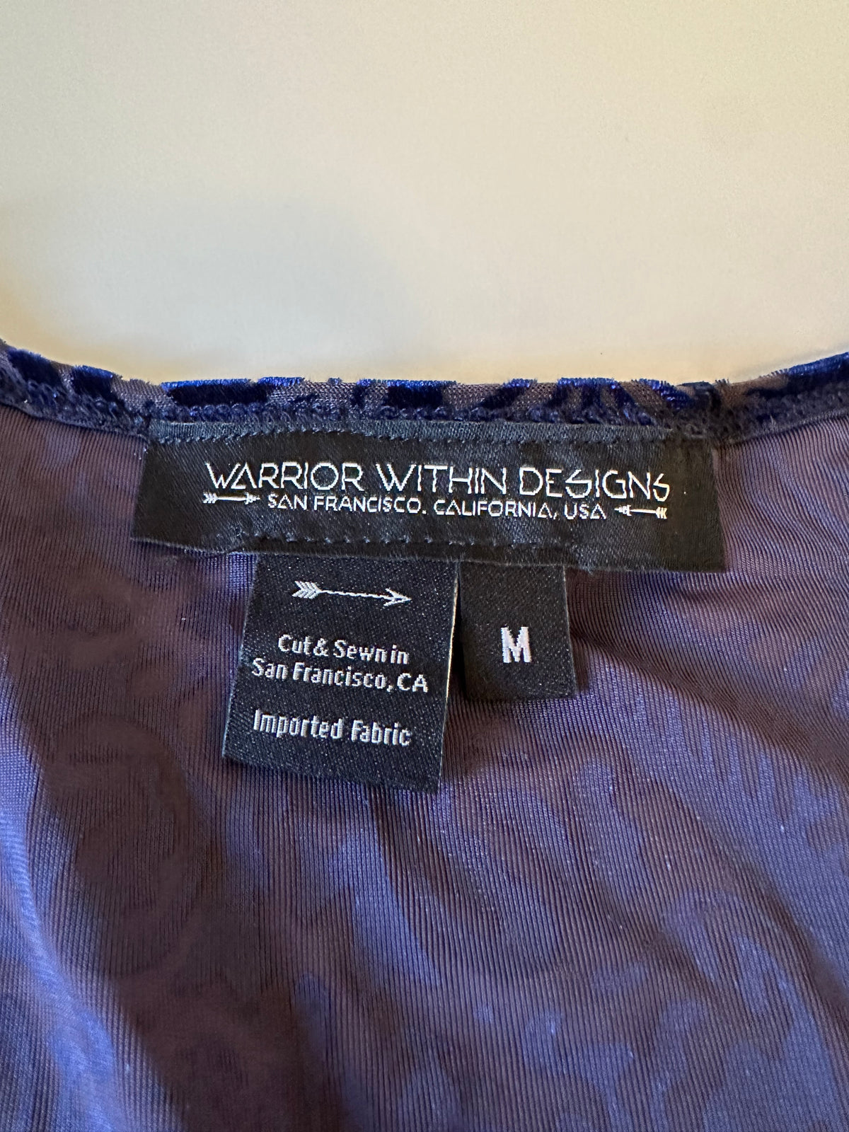 Warrior Within Designs Blue Burnout Velvet Crop Top | Size Medium