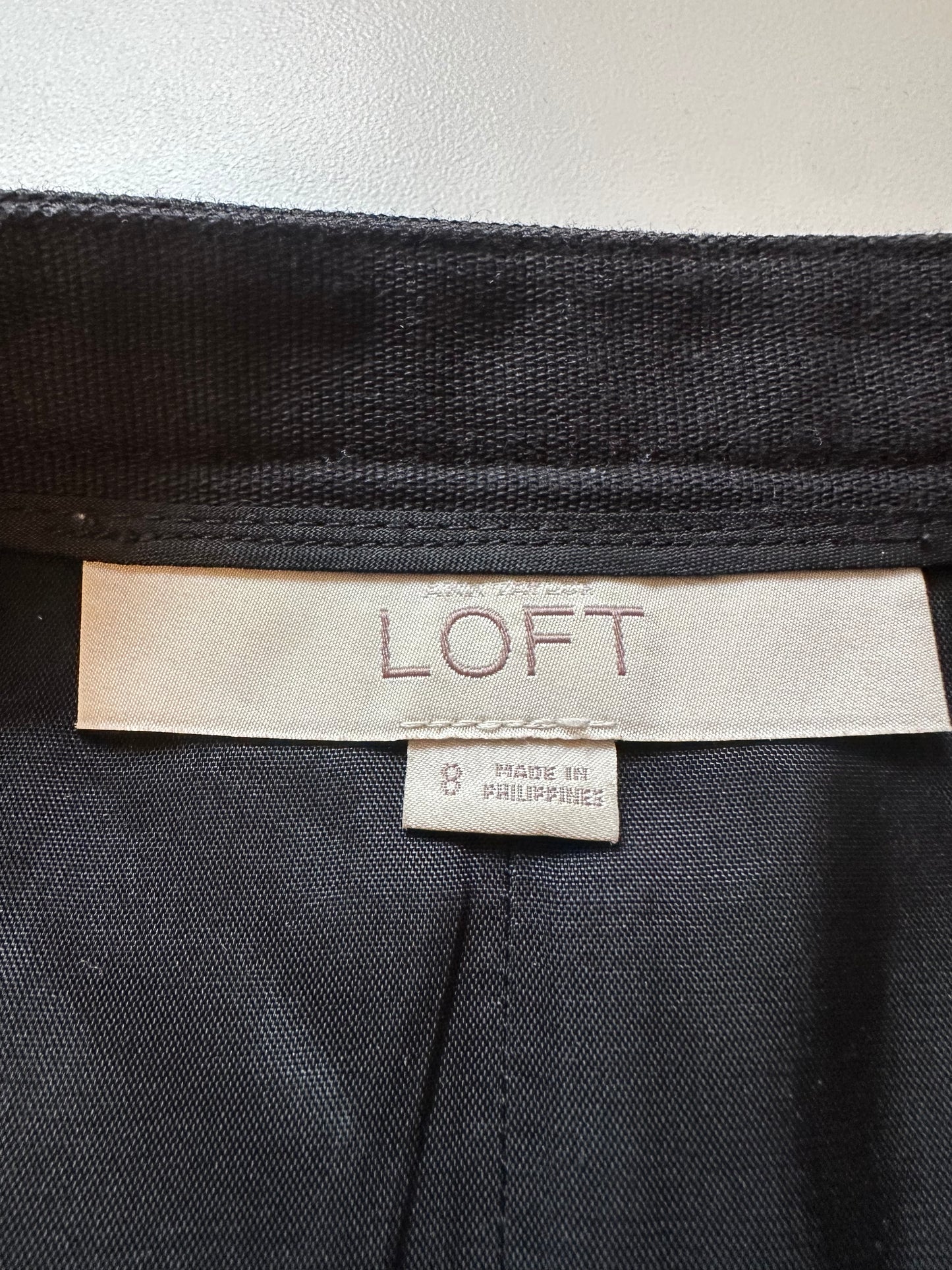 LOFT Cotton Embroidered Black and White Mini Skirt | Size 8