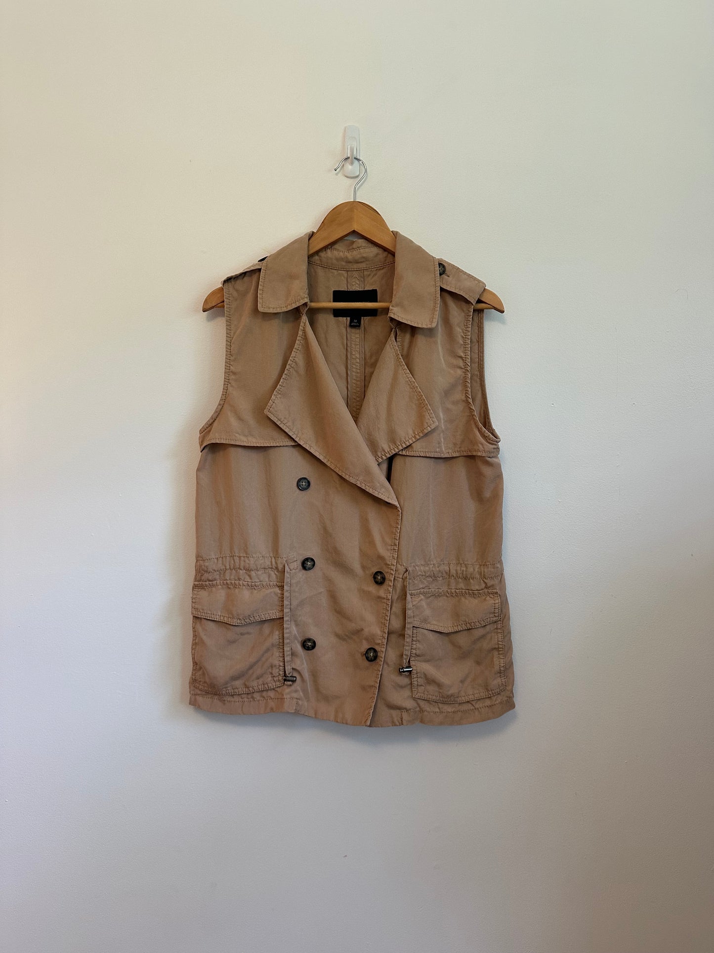 Banana Republic Tan Tencel Double Breasted Utility Vest | Size Medium