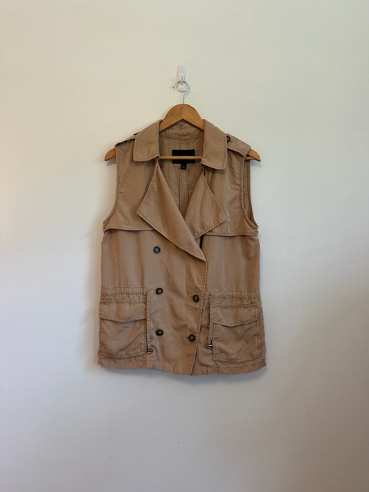 Banana Republic Tan Tencel Double Breasted Utility Vest | Size Medium