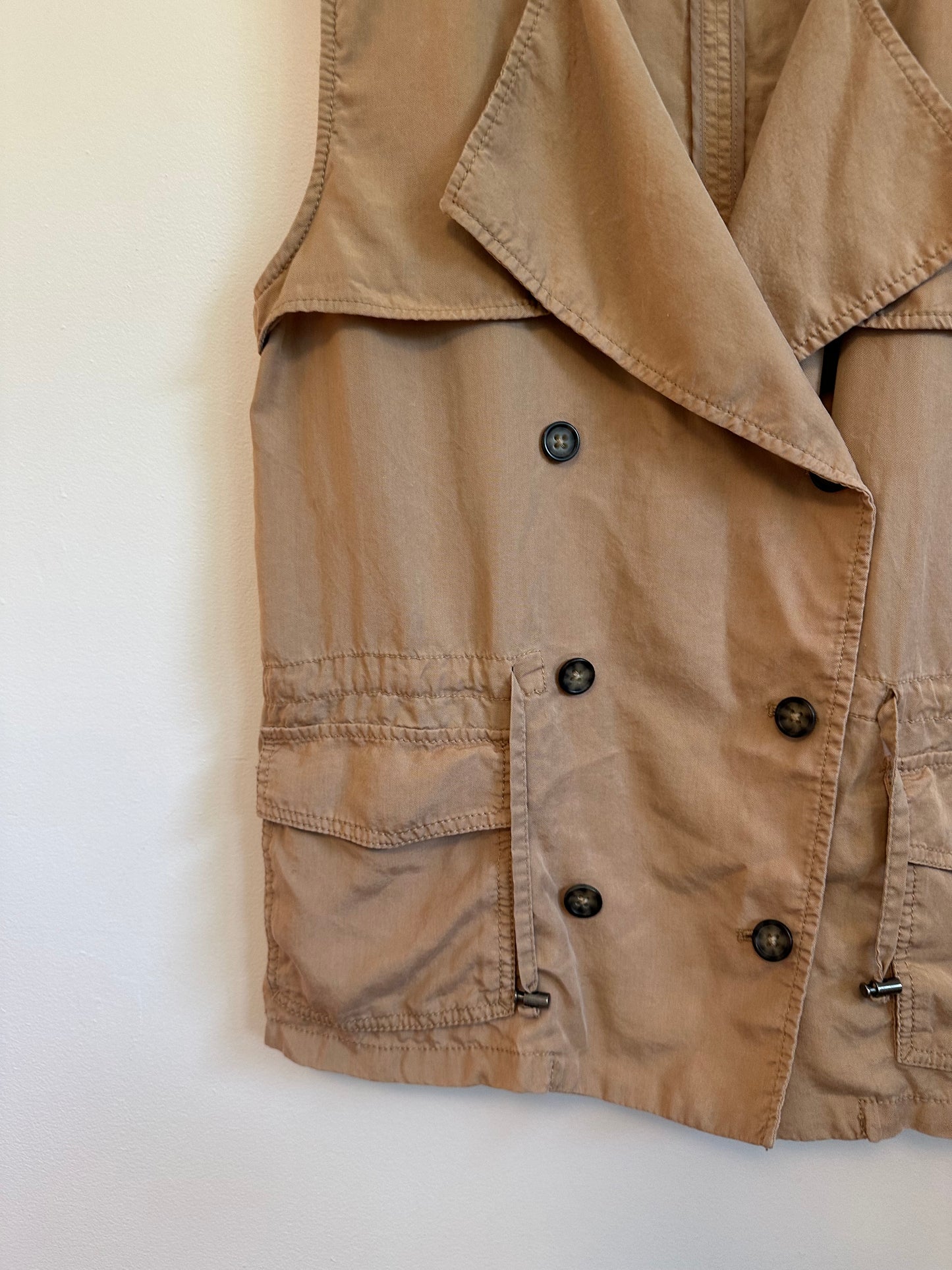 Banana Republic Tan Tencel Double Breasted Utility Vest | Size Medium