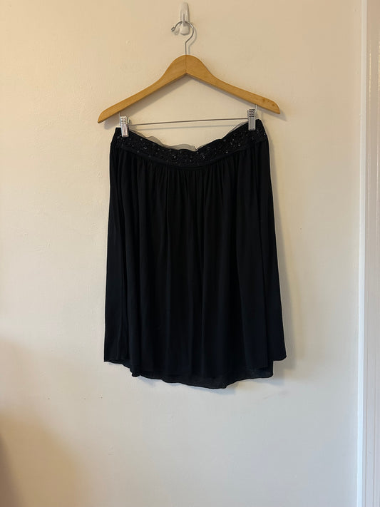 Velvet by Graham and Spencer Black Jersey Embellished Waist Skirt | Size Medium