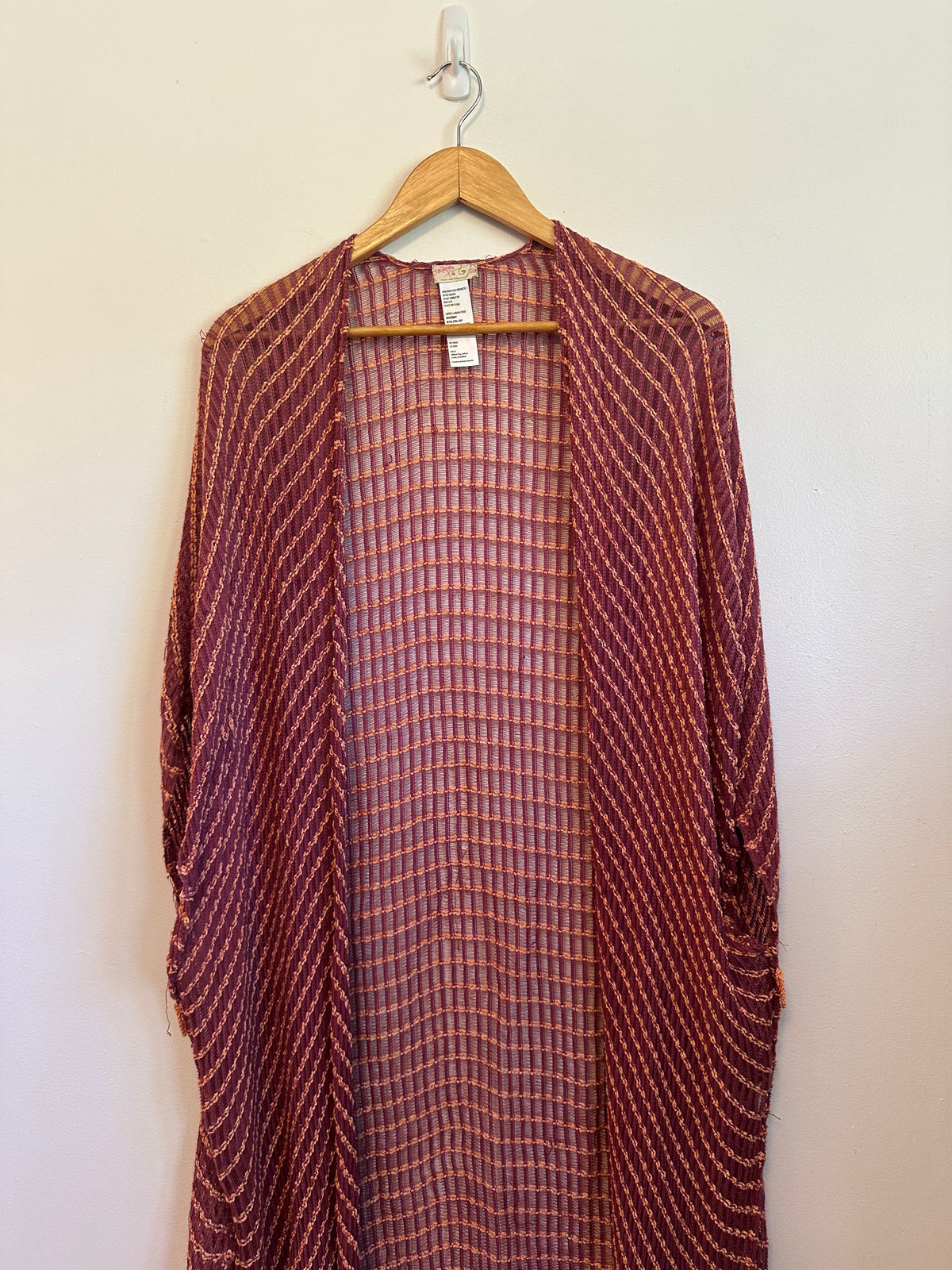 Free People Cabana Woven Kimono in Burgundy and Orange Stripes | OS