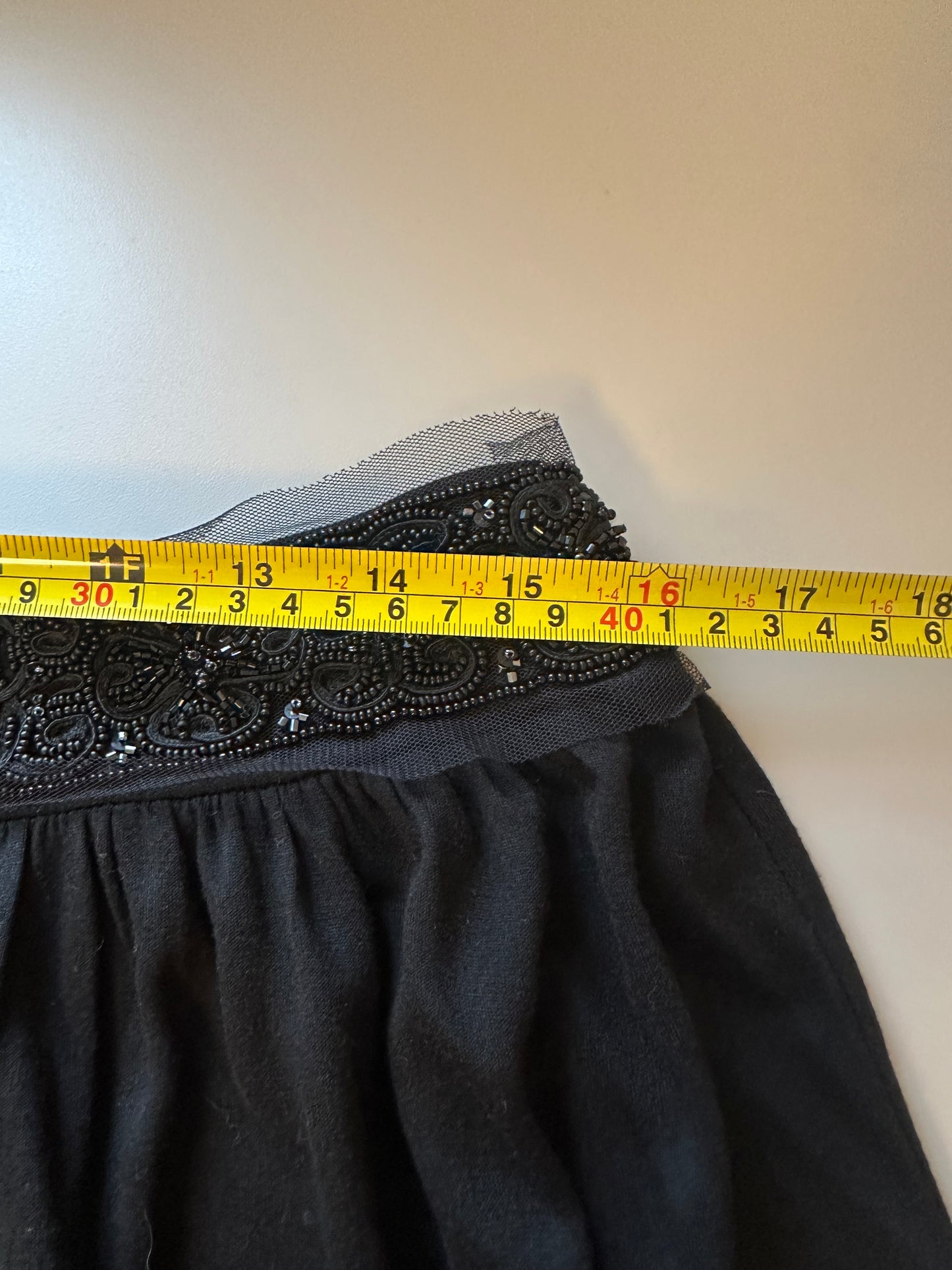 Velvet by Graham and Spencer Black Jersey Embellished Waist Skirt | Size Medium