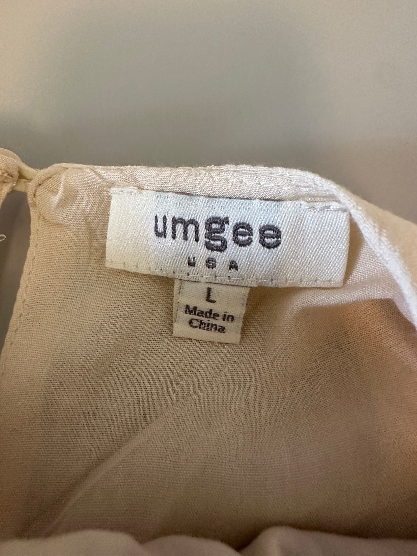 Umgee Cream Embroidered Boho Babydoll Mini Dress | Size Large