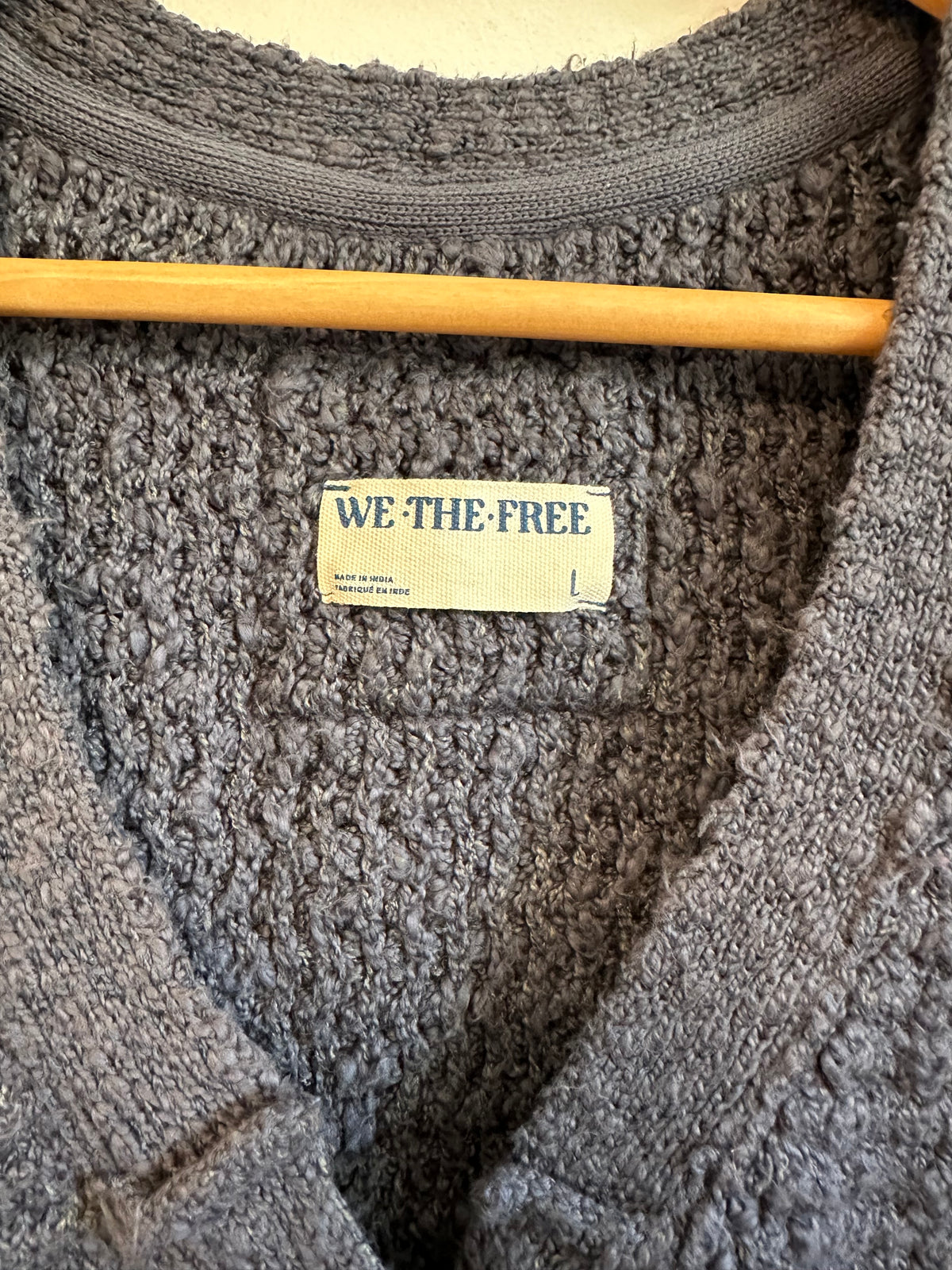 We The Free x Free People Blue Popcorn Knit Cropped Vest | Size Large