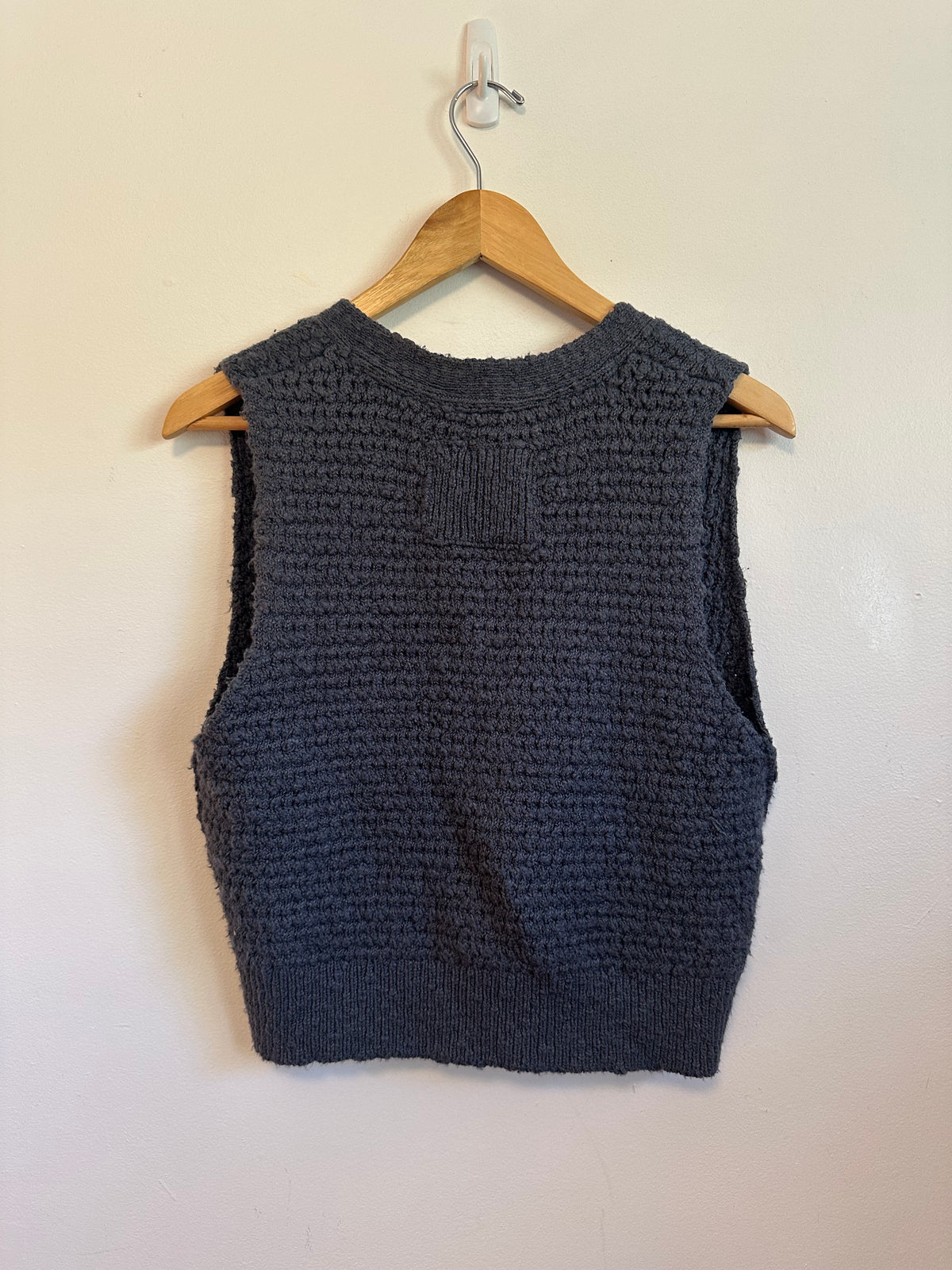 We The Free x Free People Blue Popcorn Knit Cropped Vest | Size Large