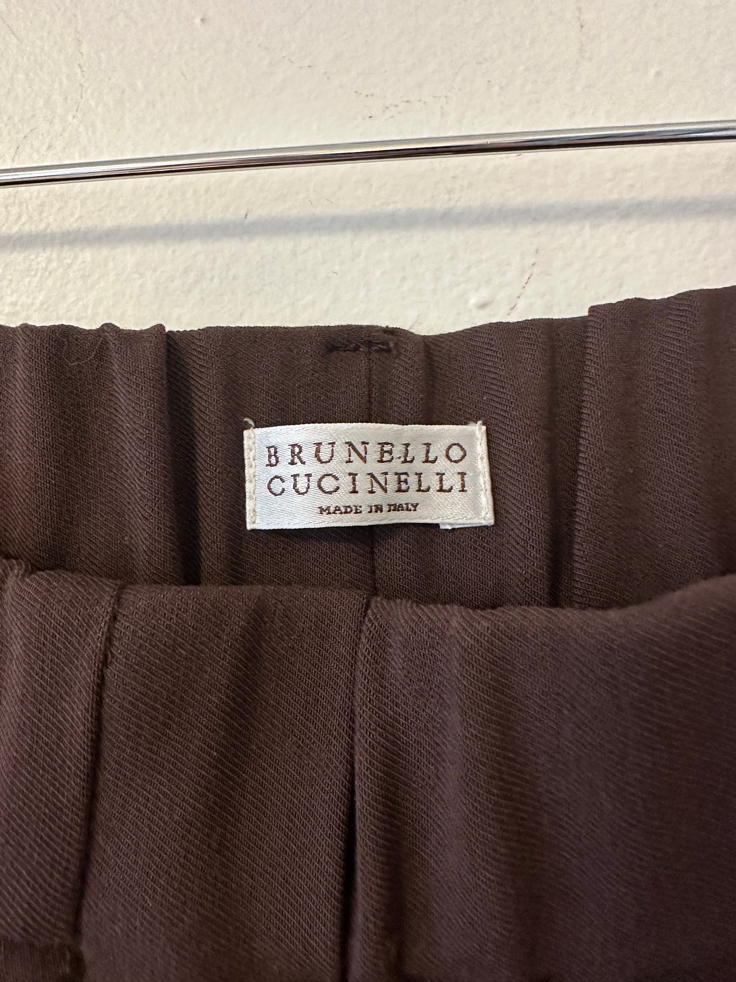 Brunello Cucinelli Wool Blend Pull On Brown Trousers | Size 10